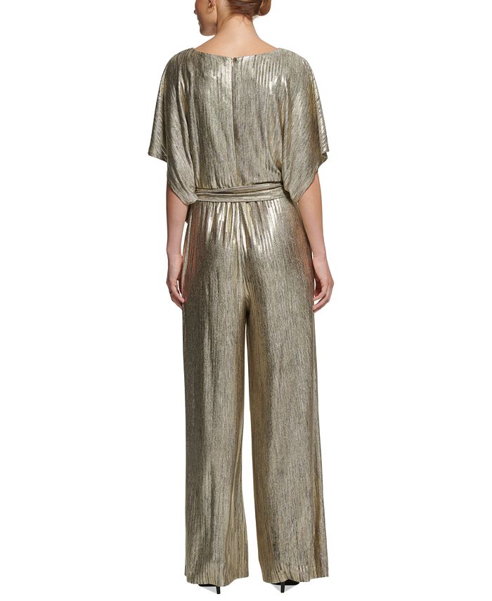 Women's Foil-Print Tie-Waist Jumpsuit