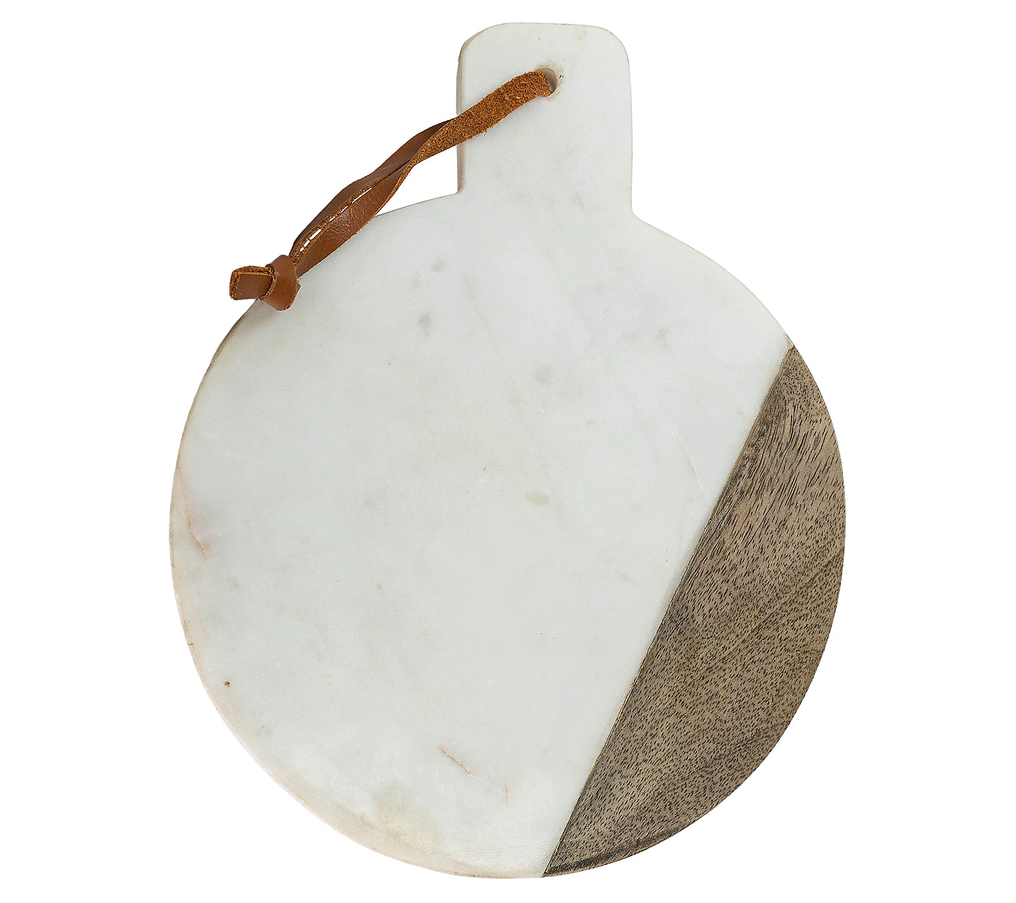 Foreside Home and Garden Diagonal Round Marble and Wood Board