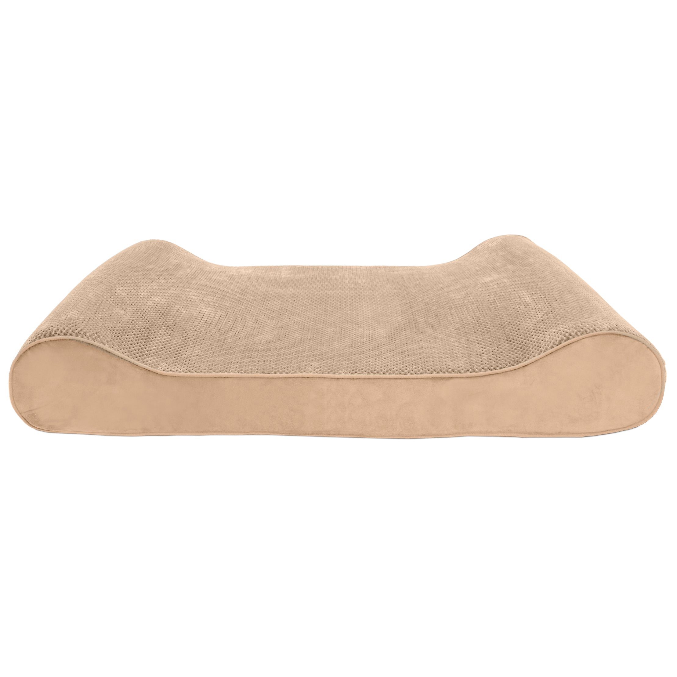 FurHaven | Cooling Gel Minky Plush and Velvet Luxe Lounger Pet Bed for Dogs and Cats， Camel， Giant