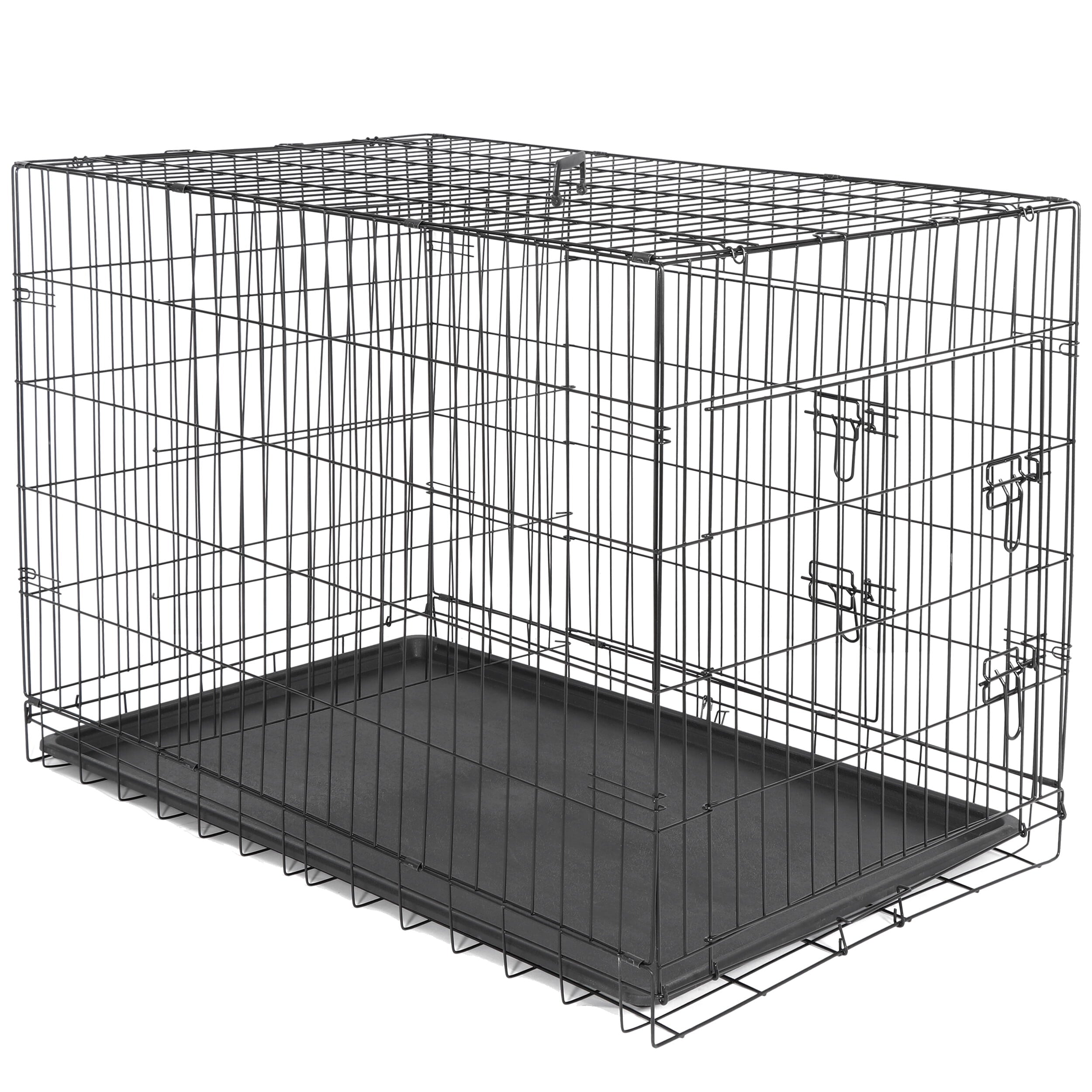 HomGarden 42’’ Foldable Large Dog Crate Kennel Double Door Steel Dog Cage， Black