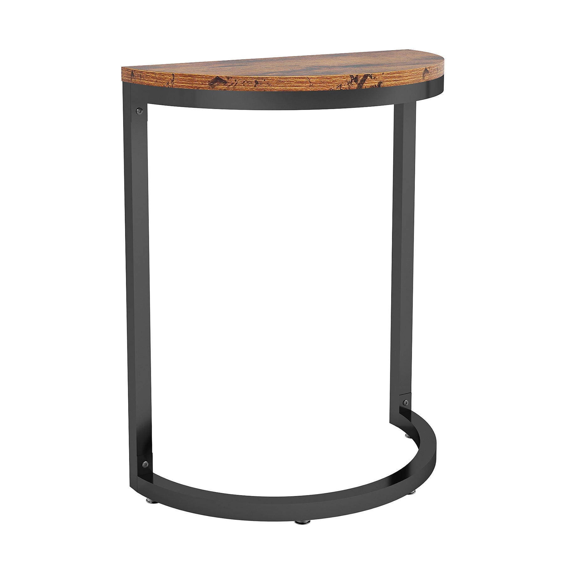 Half Round End Table, Narrow Side Table with Metal Frame