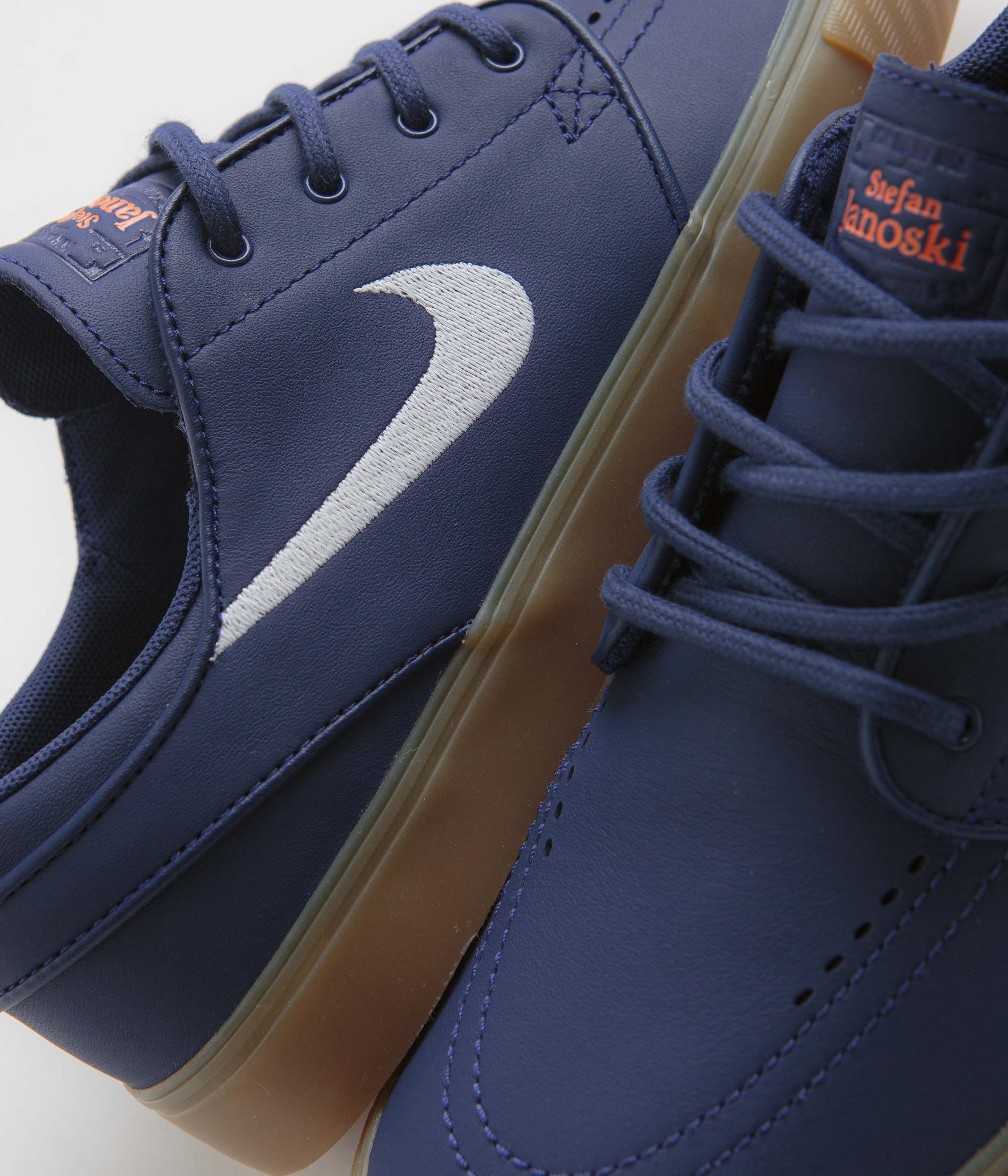 Nike SB Orange Label Janoski OG+ Shoes - Navy / White - Navy - Gum Light Brown