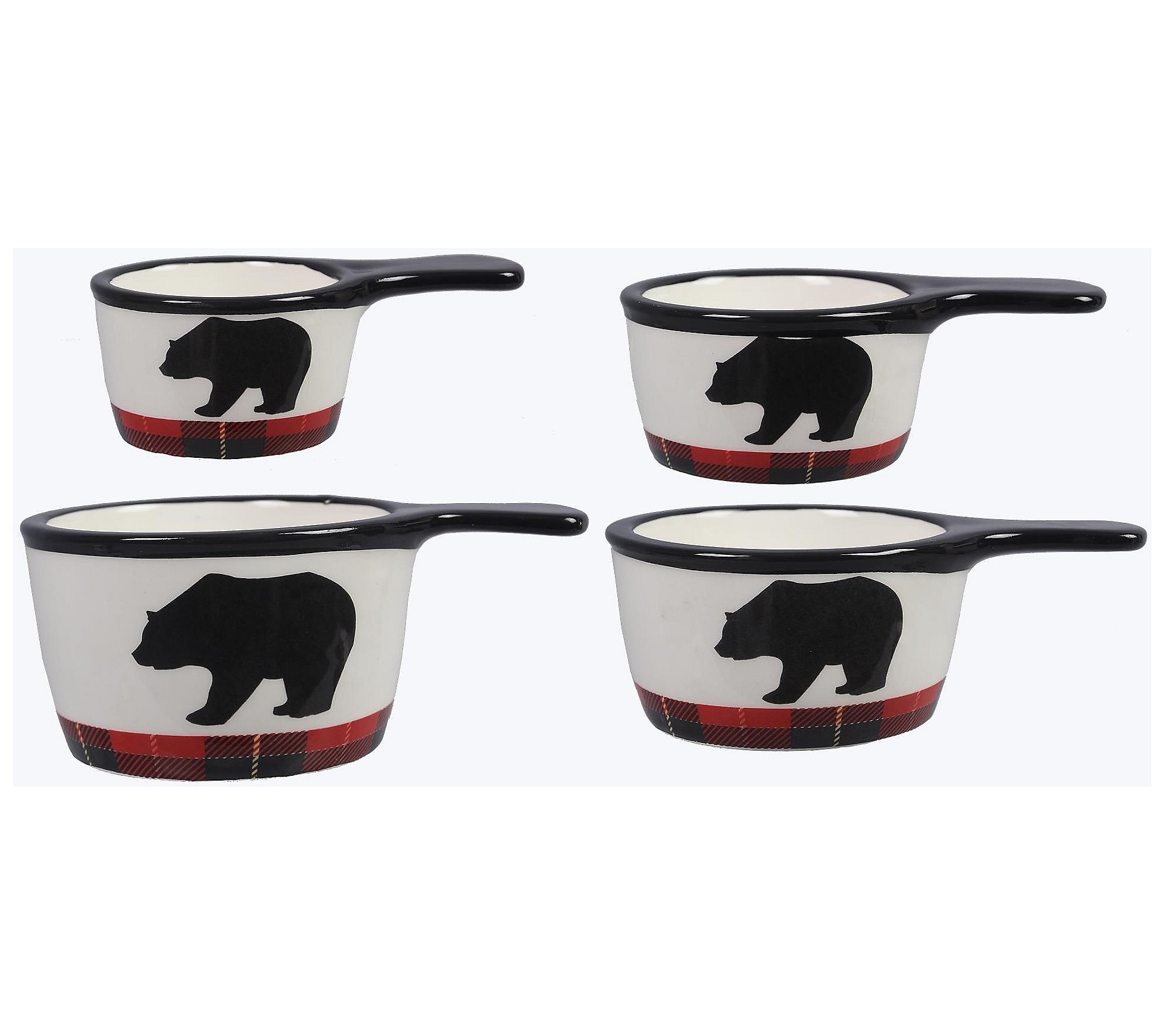 Young's， Inc. Set of 4 Ceramic Cabin Plaid Measuring Cups