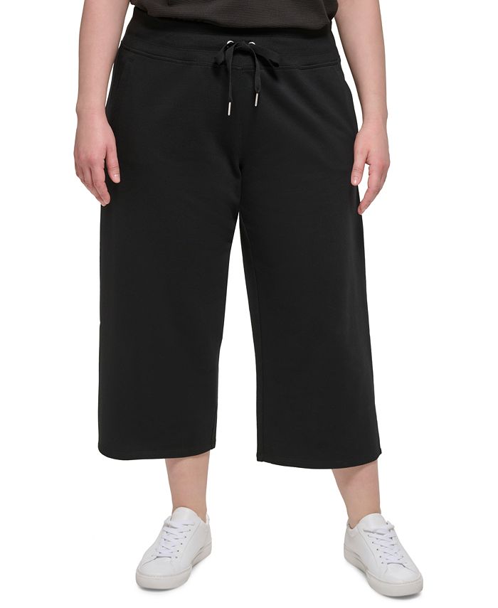 Plus Size Ribbed-Waistband Cropped Pants