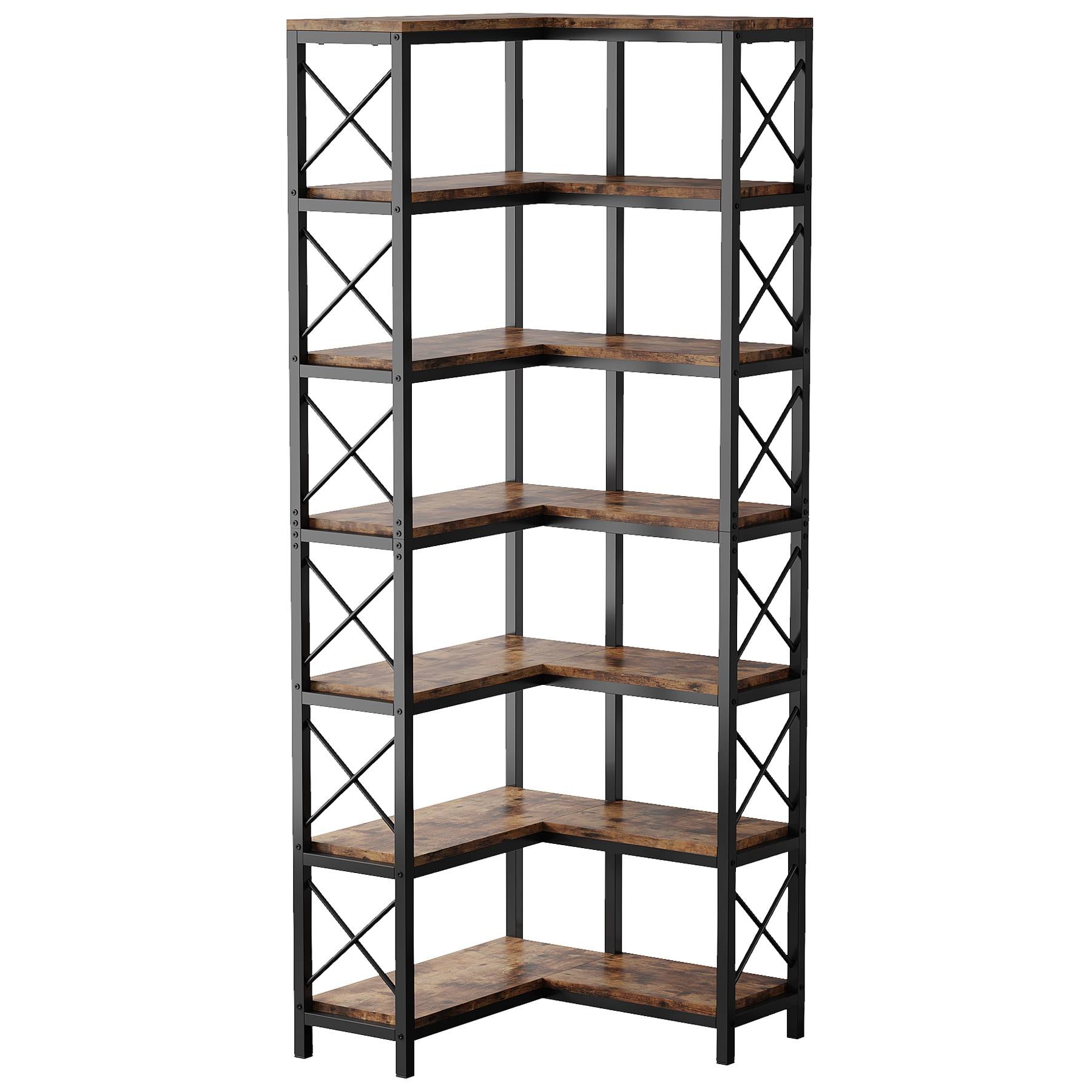 7-Tier Corner Bookshelf Corner Bookcase Storage Display Rack