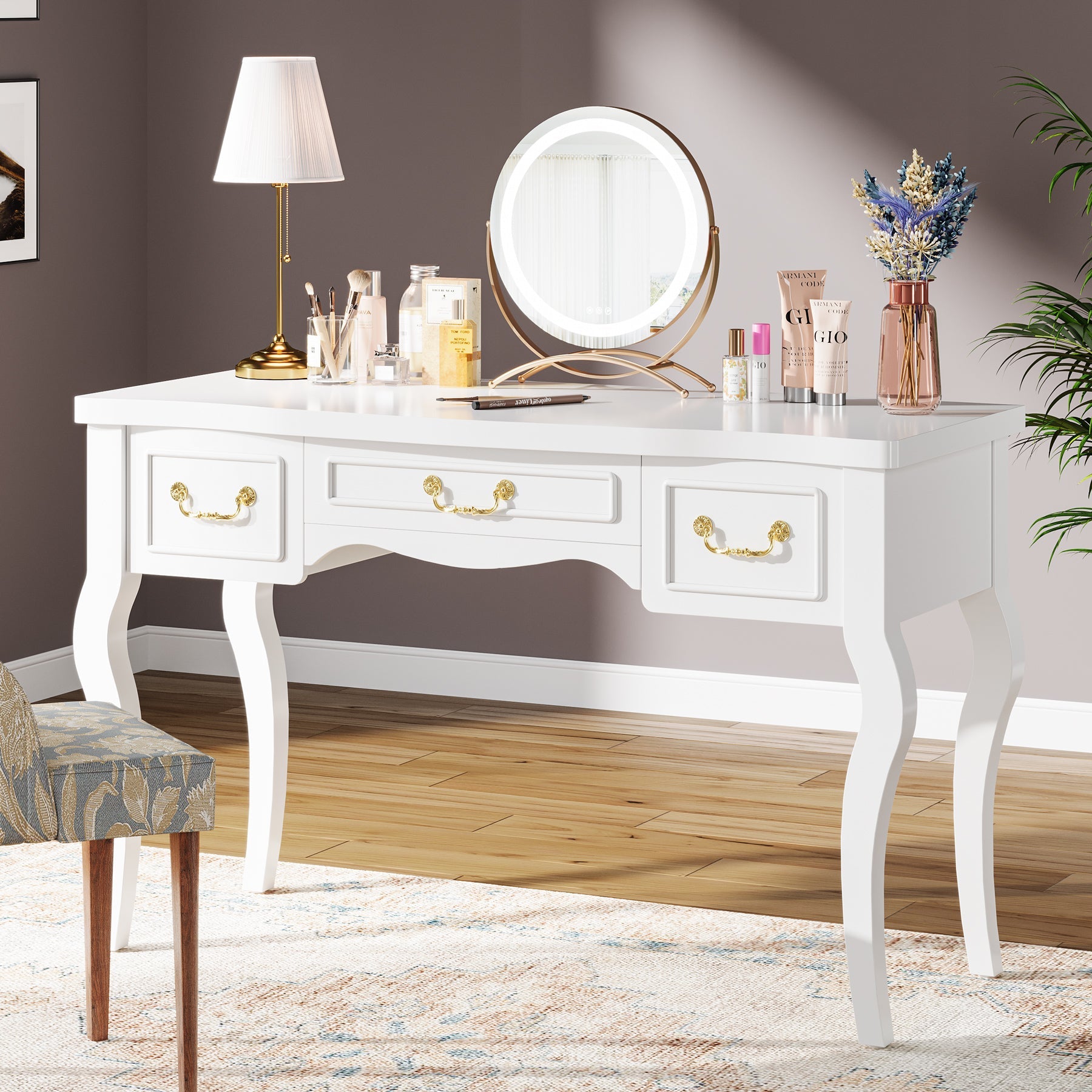 Modern Makeup Vanity Dressing Table with 3 Drawers (Without Stool and Mirror)