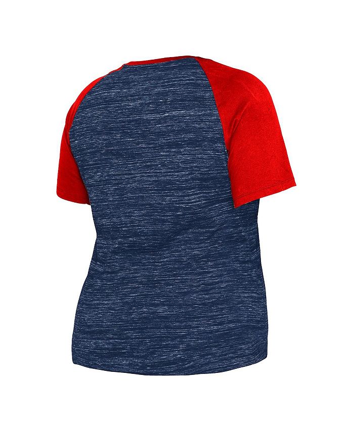 Women's Navy Cleveland Guardians Plus Size Space Dye Raglan V-Neck T-shirt