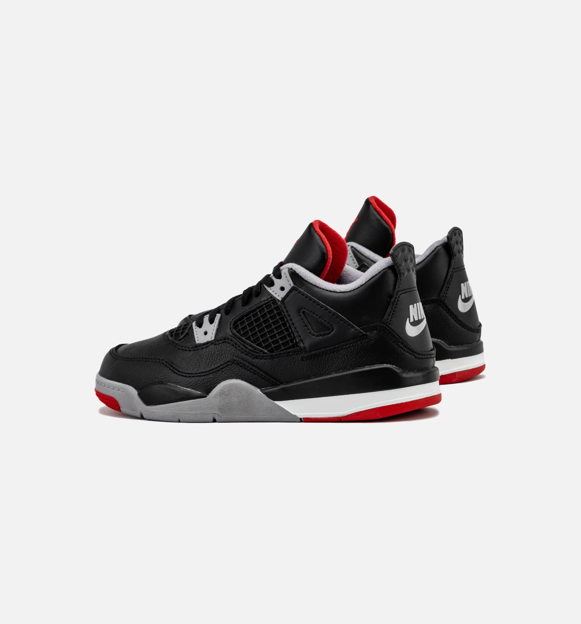 Air Jordan 4 Retro Bred Reimagined Preschool Lifestyle Shoe - Black/Fire Red/Cement Grey/Summit White