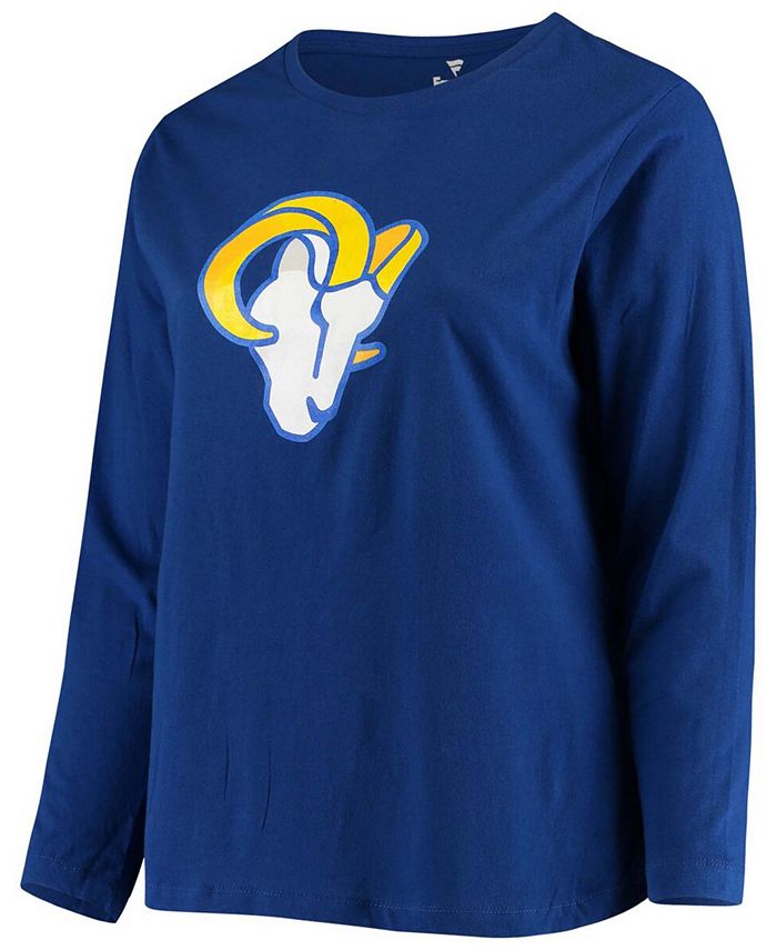 Women's Plus Size Royal Los Angeles Rams Primary Logo Long Sleeve T-shirt