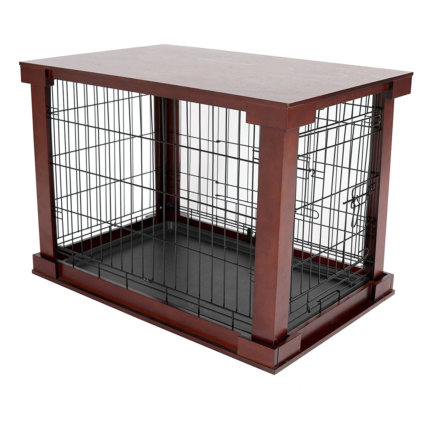 Cage with Crate Cover， Mahogany， Large