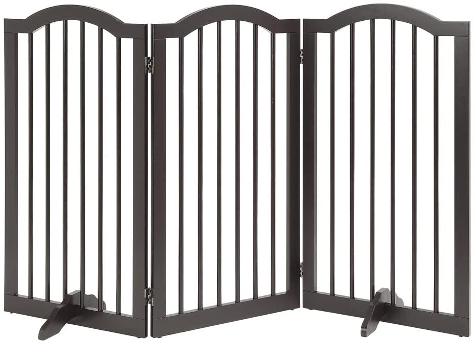 Unipaws Support Feet for Wooden Pet Gate， Freestanding Dog Gate， Set of 2， Design for 0.71 inches Thickness Panel，Espresso