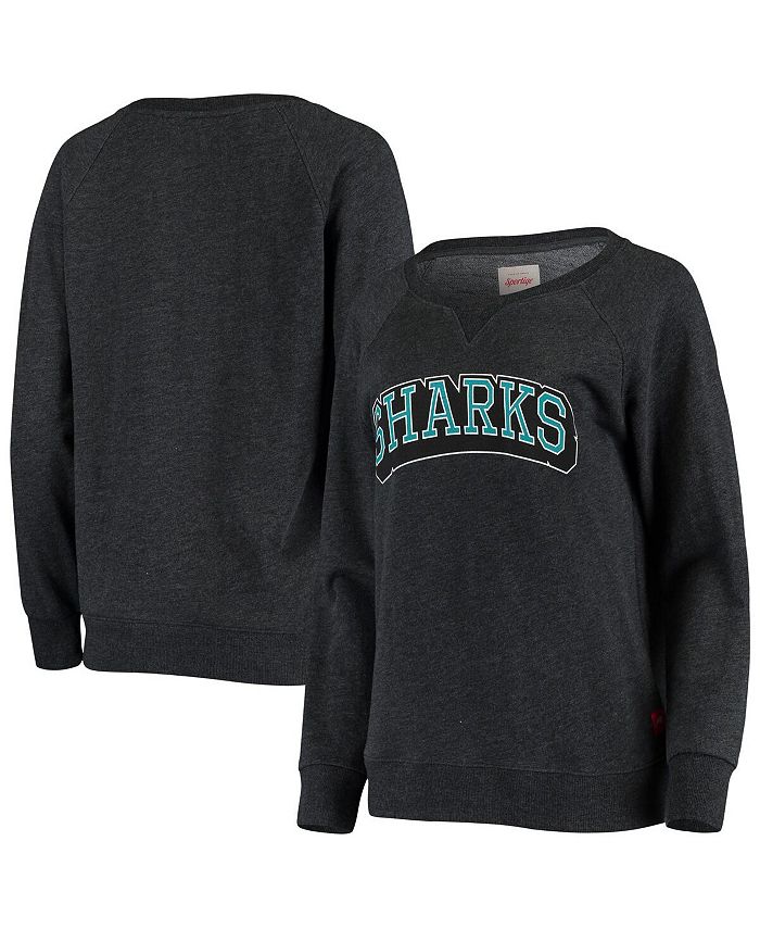 Women's Black Heathered San Jose Sharks Spirit Raglan Pullover Sweatshirt