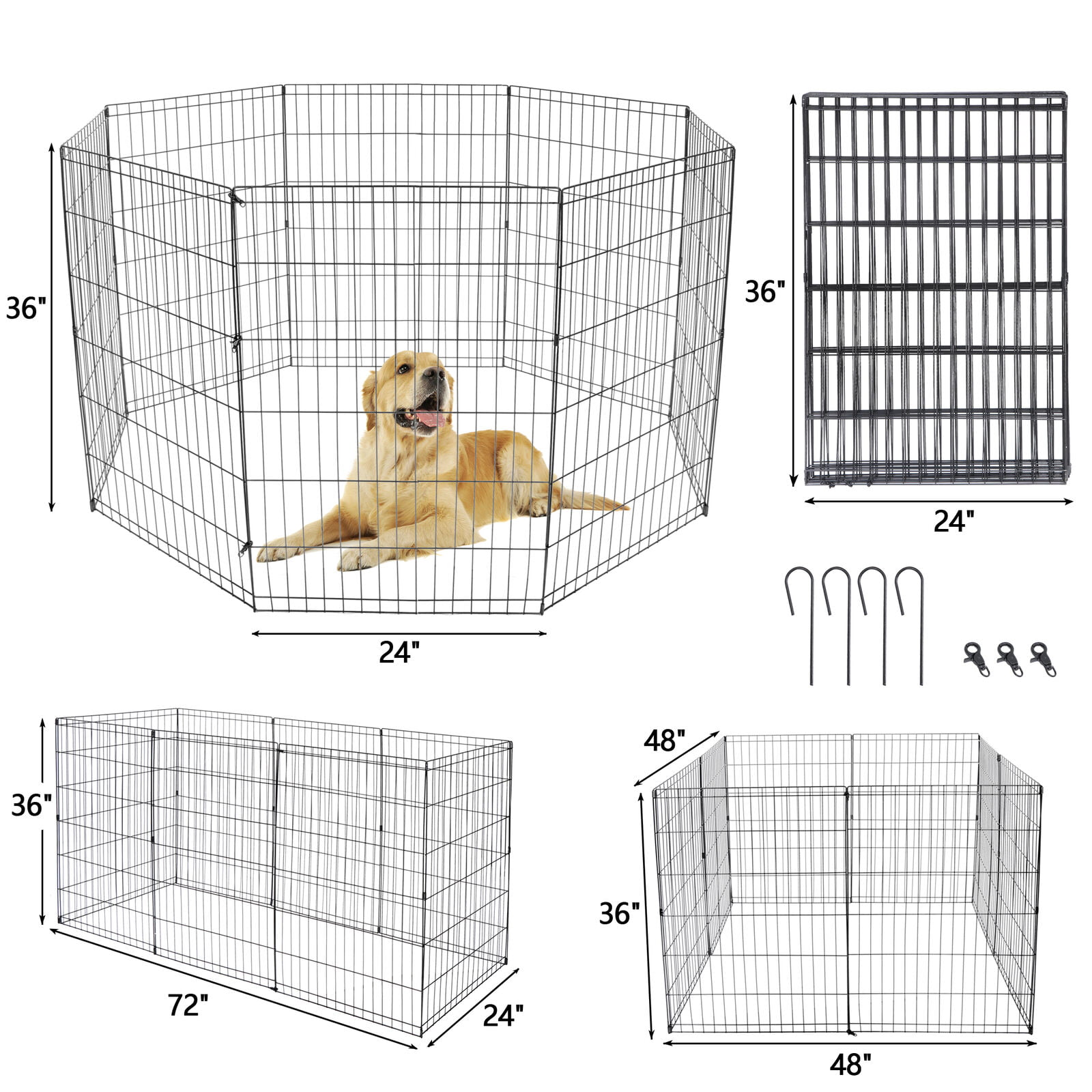 ZENSTYLE 36 Inch 8 Panels Indoor Outdoor Dog Playpen Large Crate Fence Pet Play Pen Exercise Cage