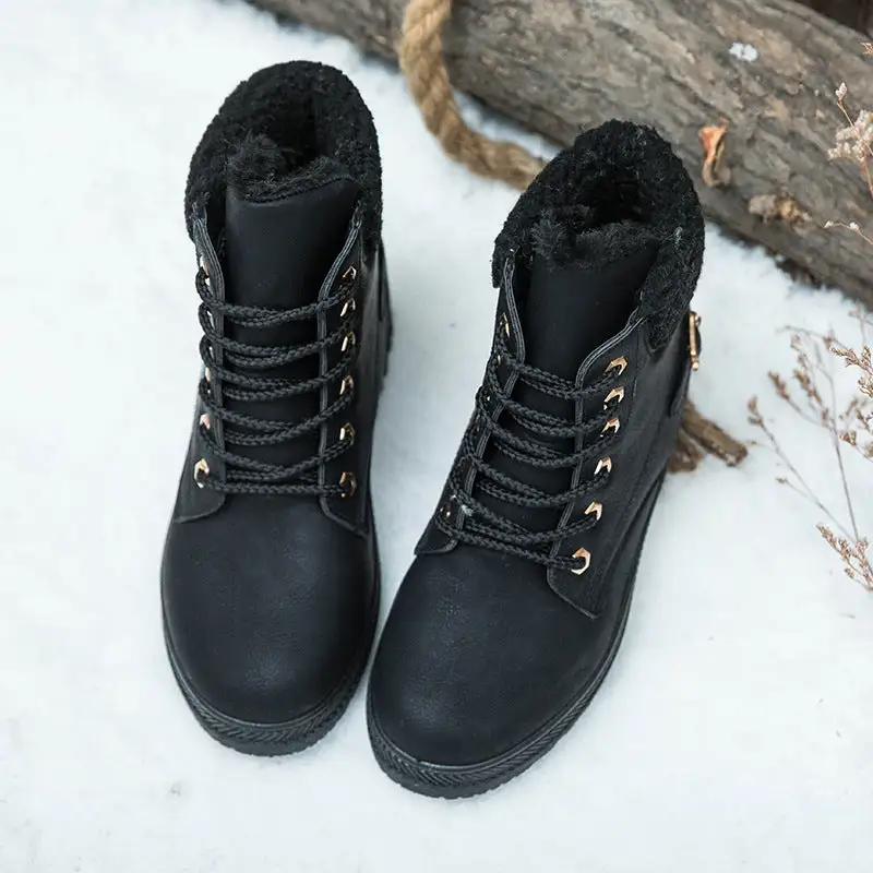 Womens Lace Up Rivet Ankle Snow Boots