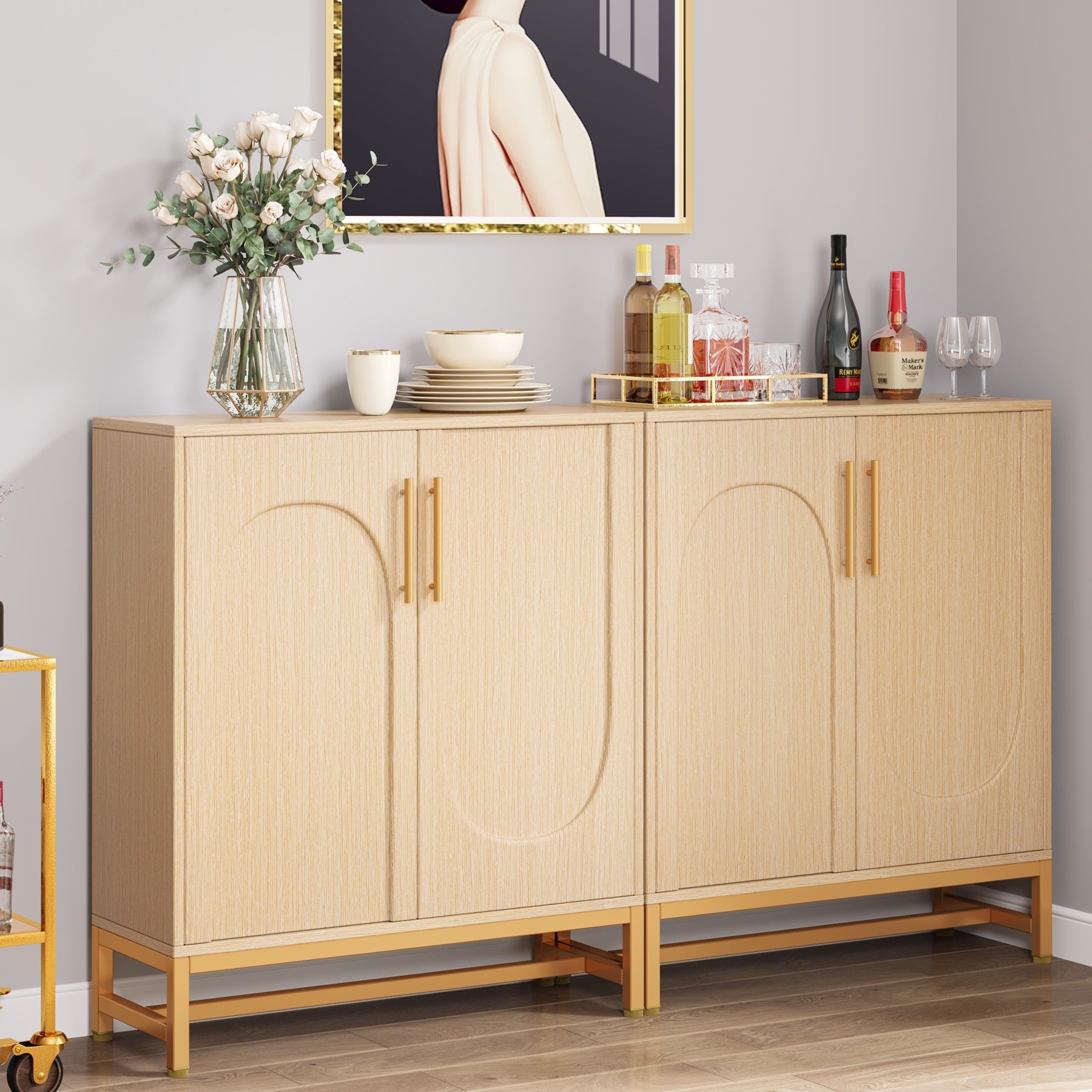 Modern Sideboard Buffet Storage Cabinet with Adjustable Shelves