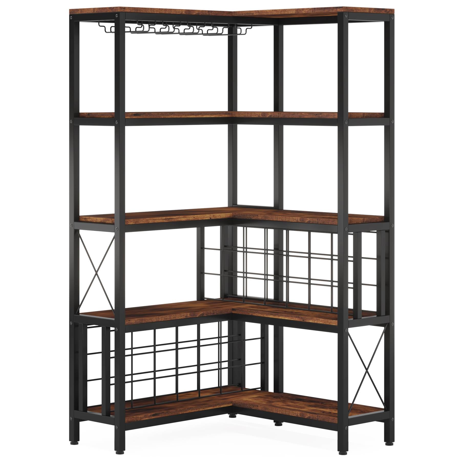 Corner Wine Rack, Freestanding Bar Cabinets for Liquor and Glasses Storage