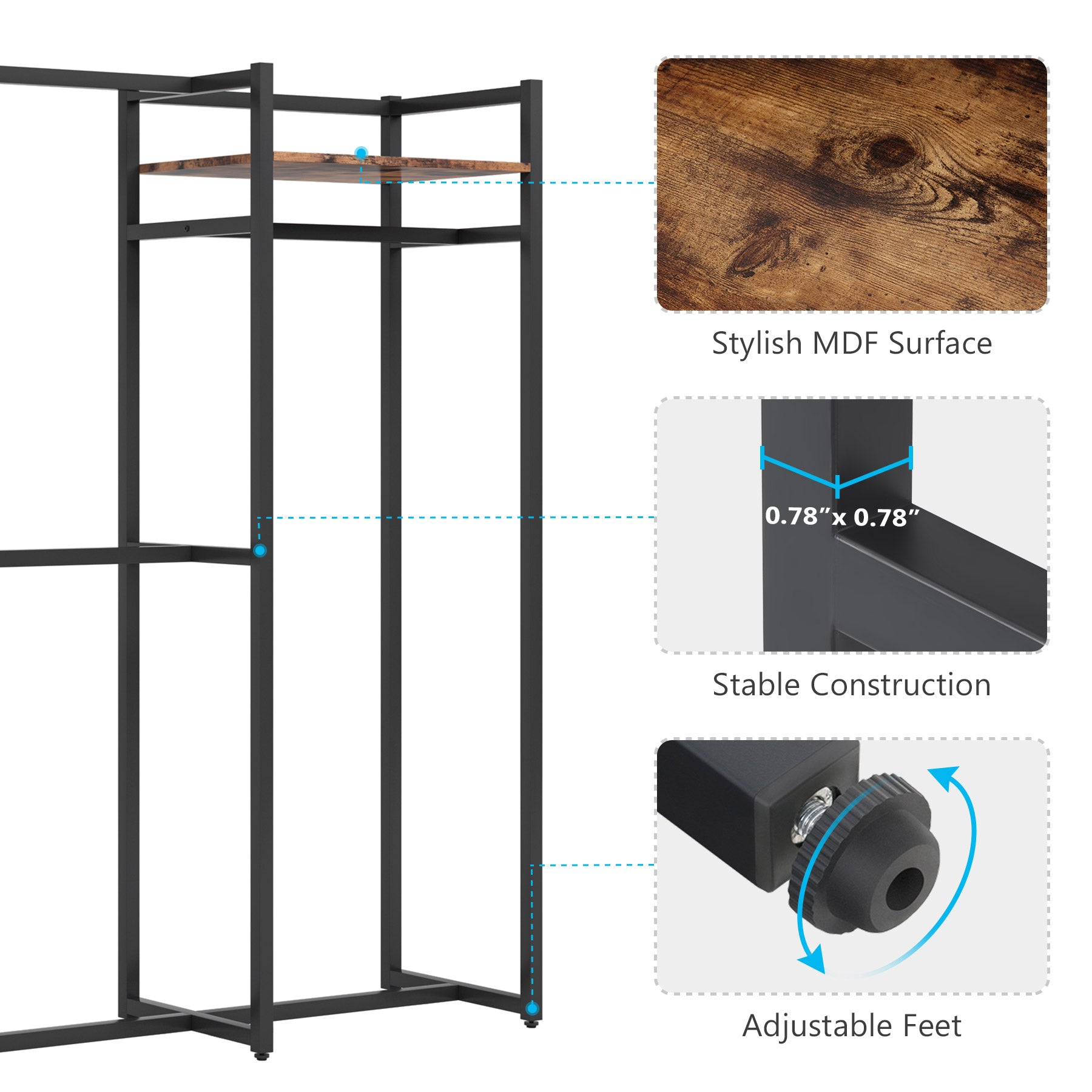 Freestanding Closet Organizer, Large Garment Clothes Rack