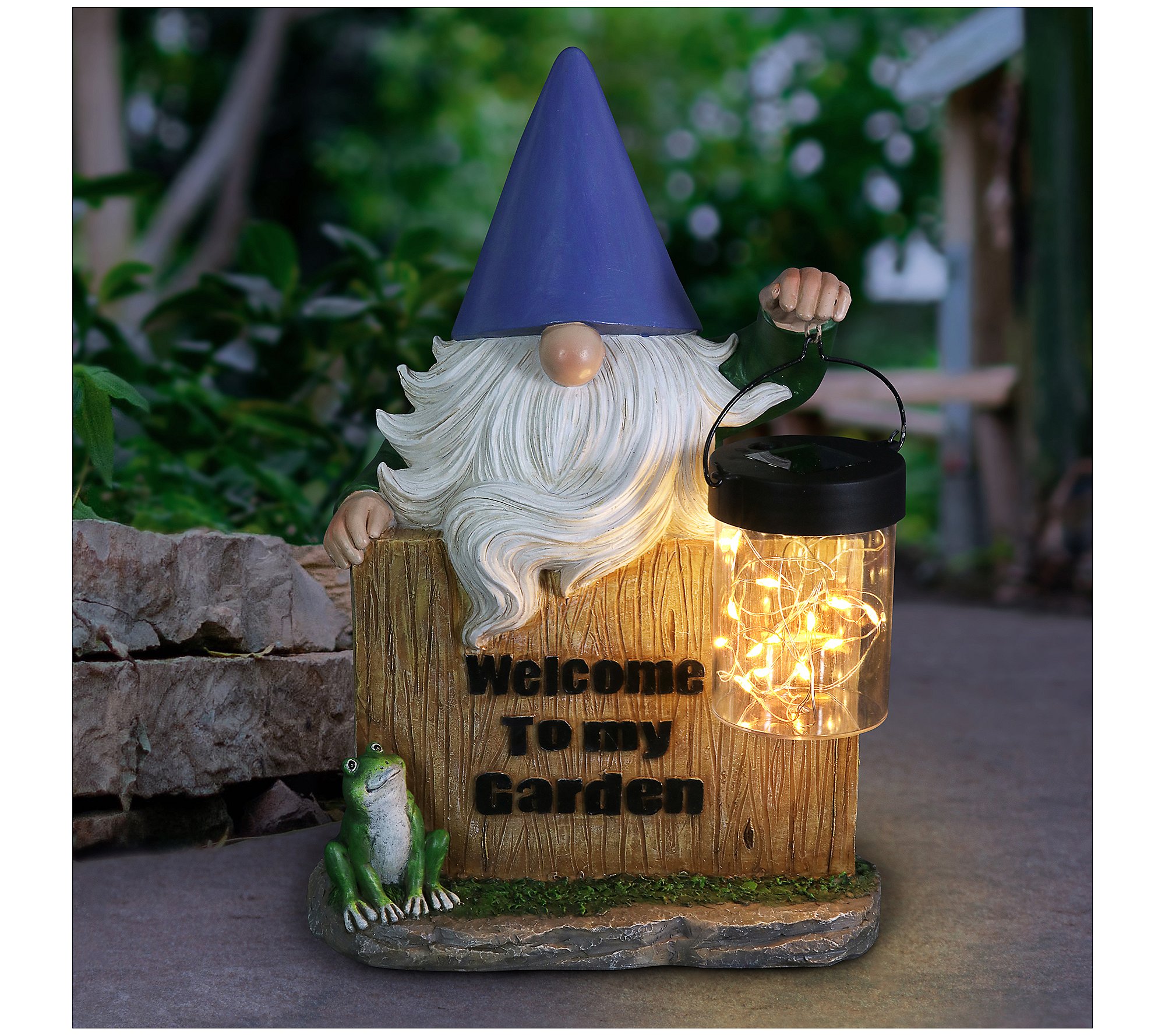 Exhart Solar Gnome Welcome Fence Statue