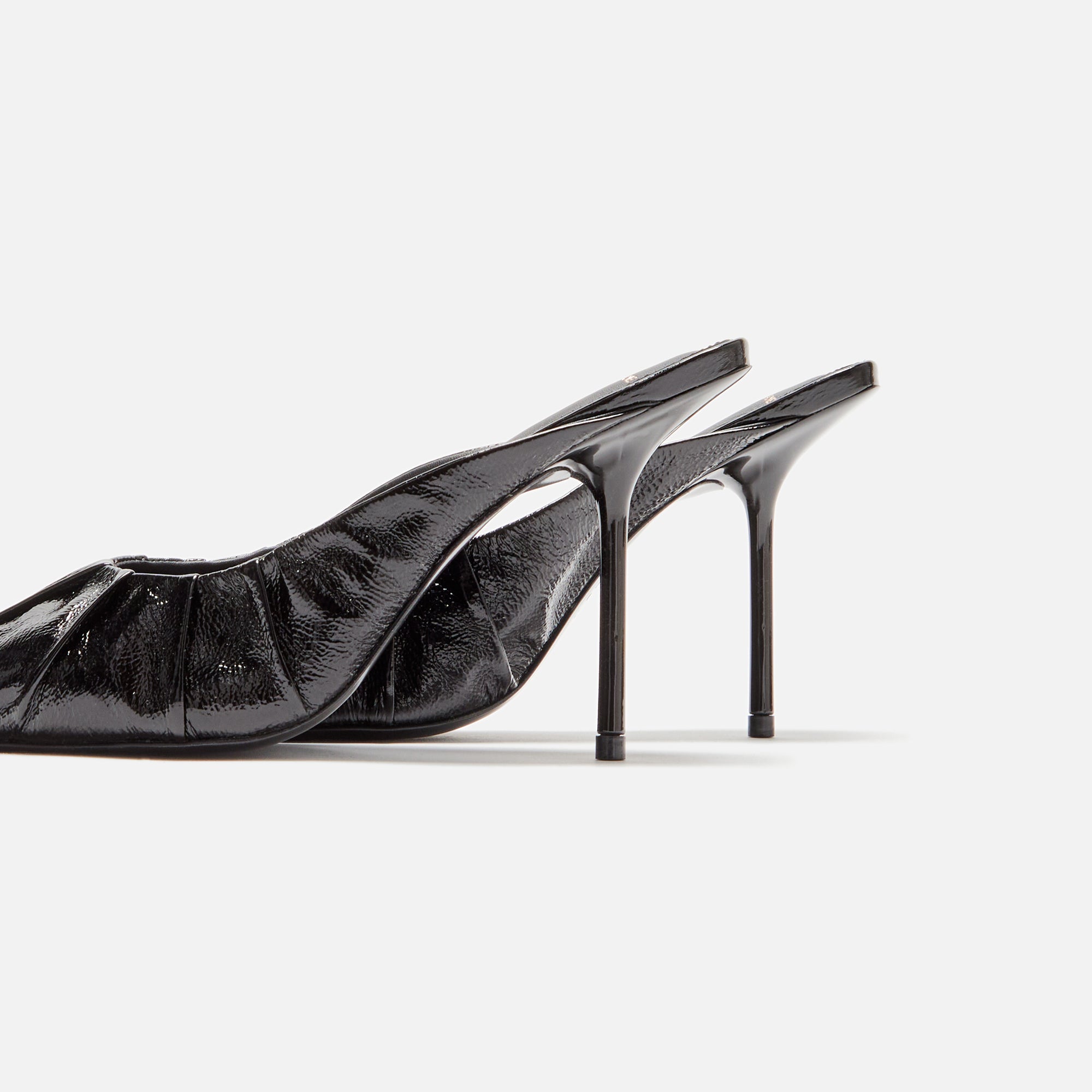 Black Suede Studio Piazza Mule - Black Patent Leather