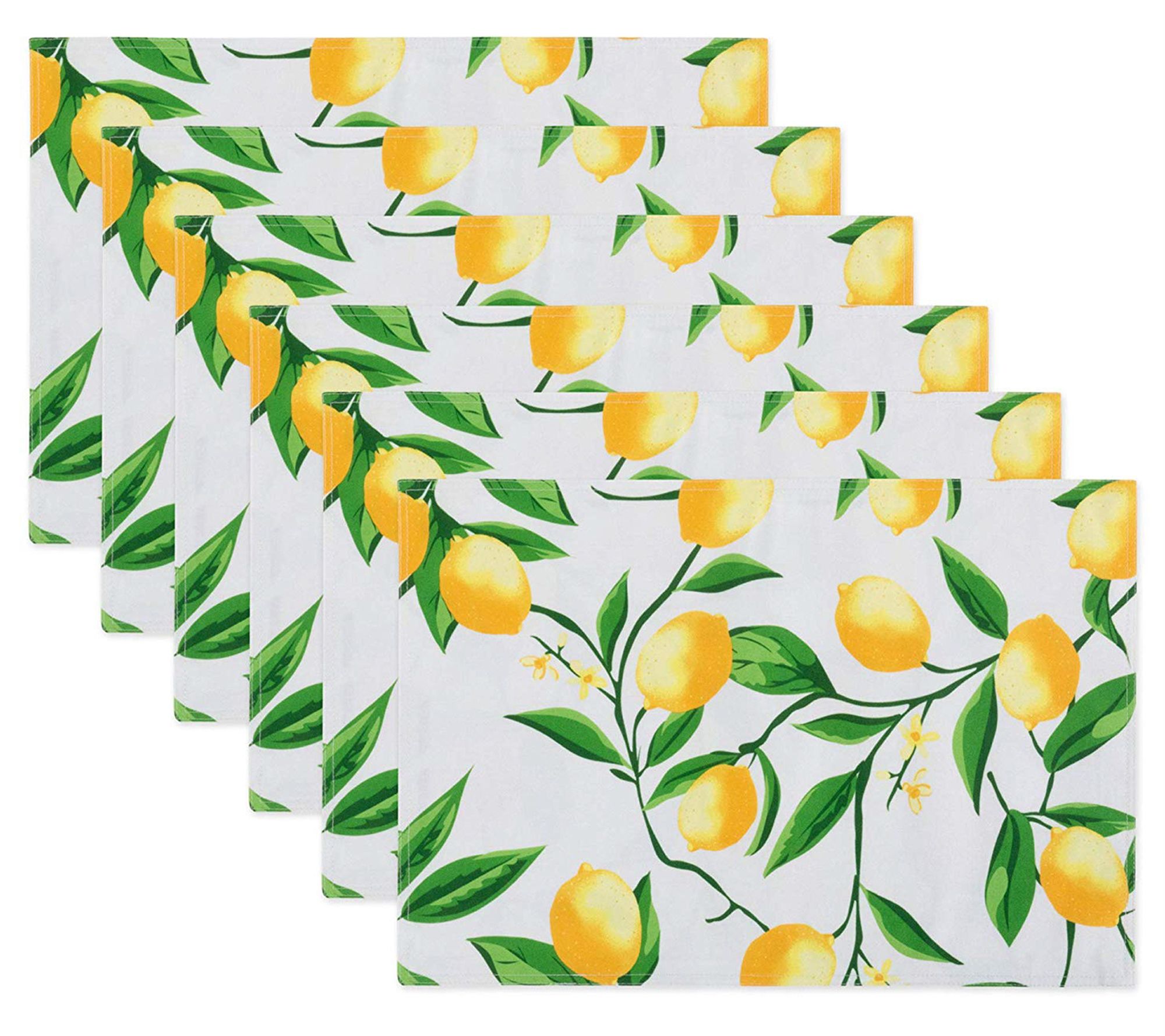 Design Imports Set of 6 Lemon Bliss Print Outdoor Placemats