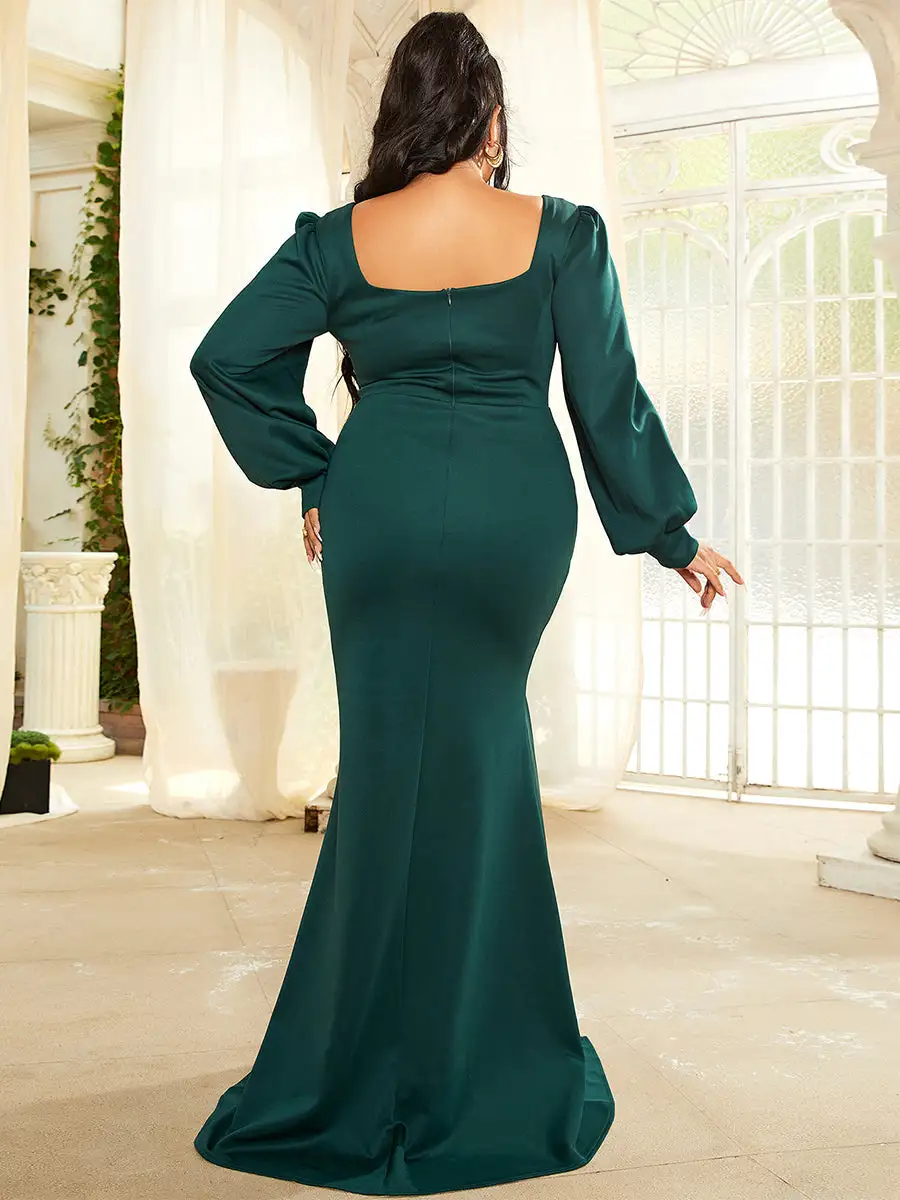 Sweetheart Collar Emerald Green Satin Prom Mermaid Dress PXH2157