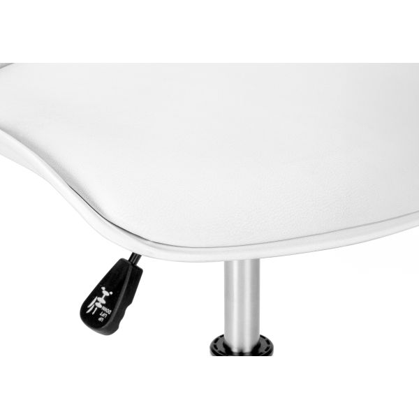 Office Chair， Adjustable Height， Swivel， Ergonomic， Computer Desk， Work， Juvenile， White Leather Look， White Metal， Contemporary， Modern