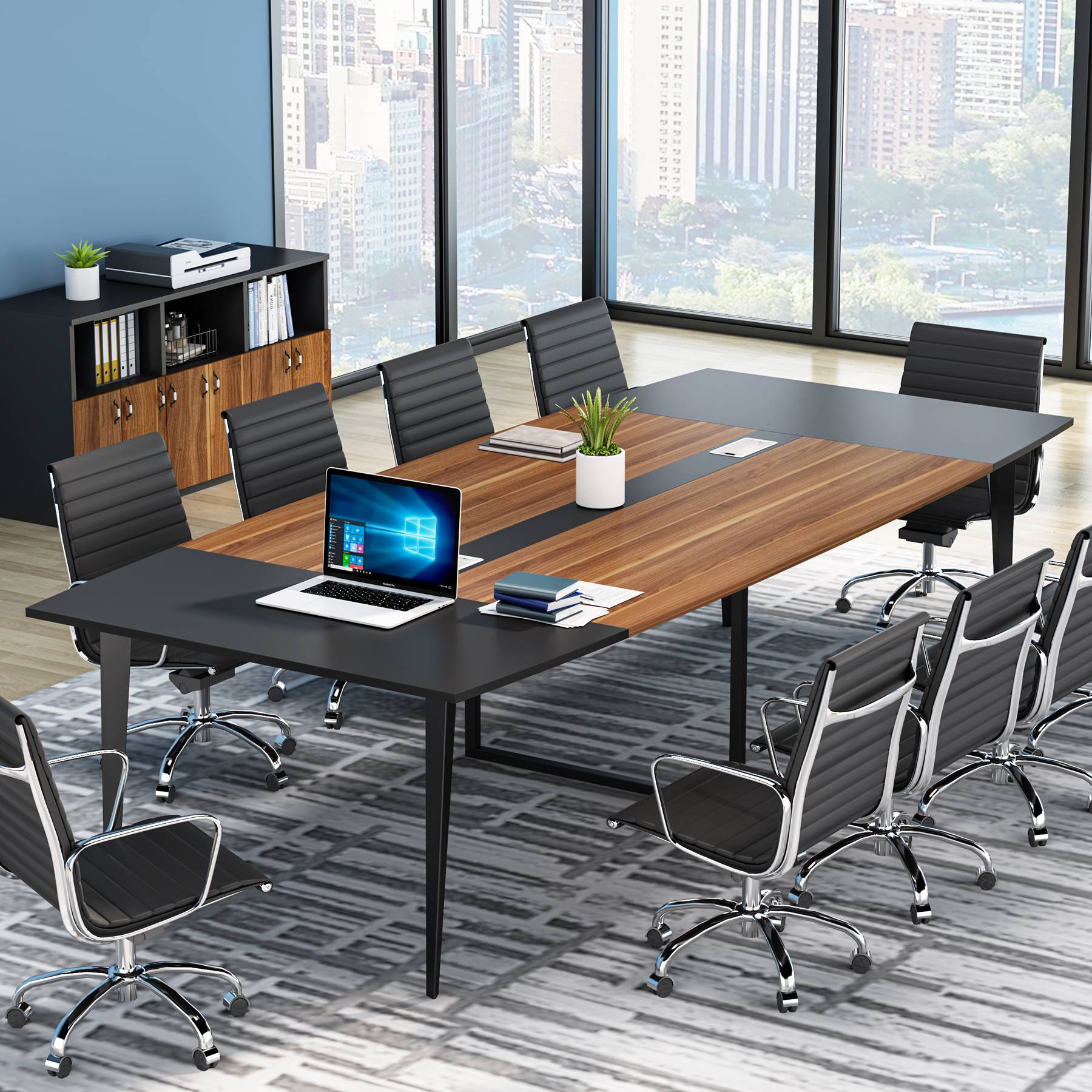 6FT / 8FT Conference Table, Modern Boat Shaped Meeting Table