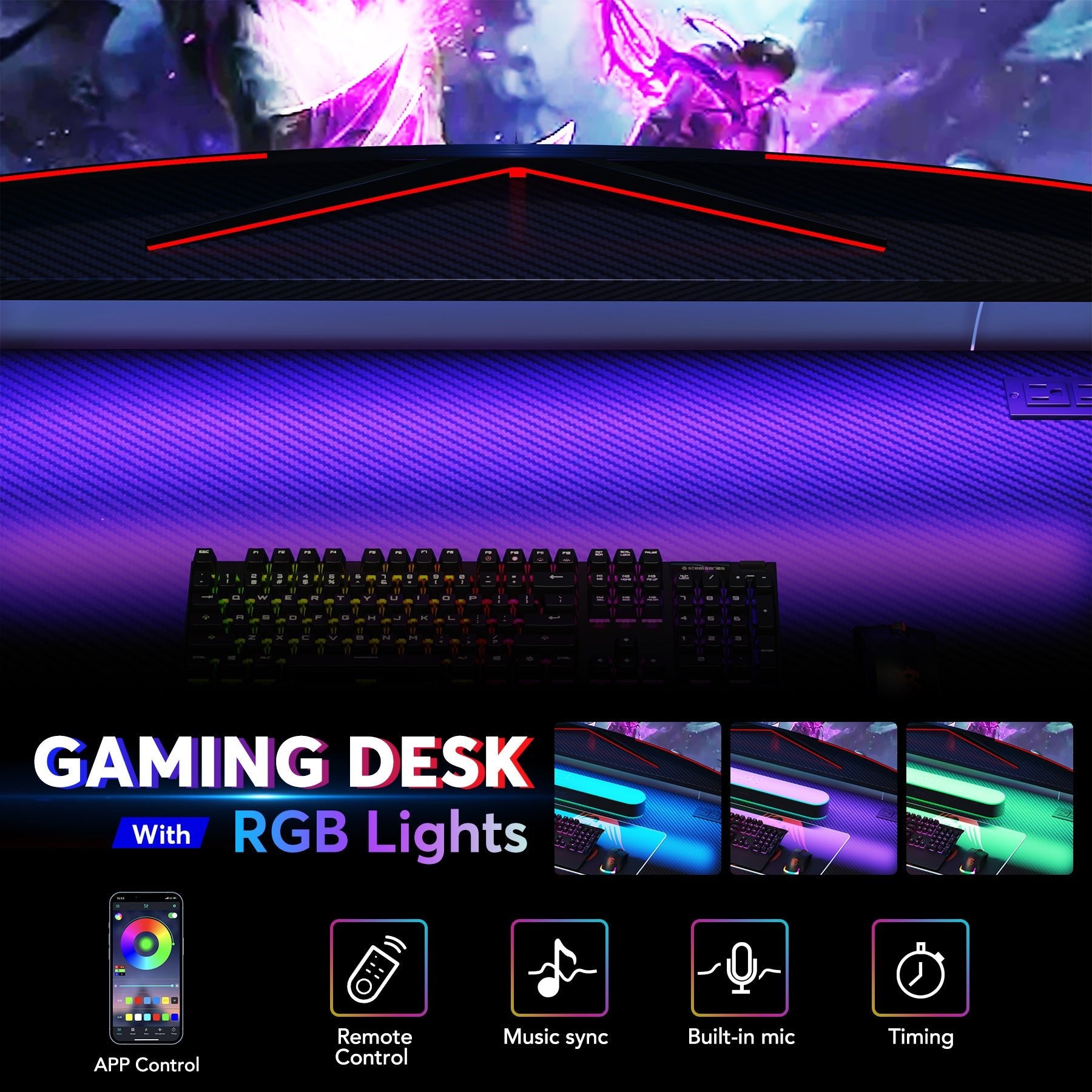 L-Shaped Gaming Desk, 55