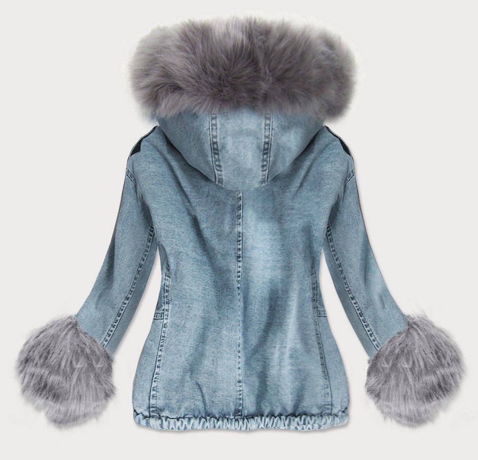 Short denim jacket with fur A
