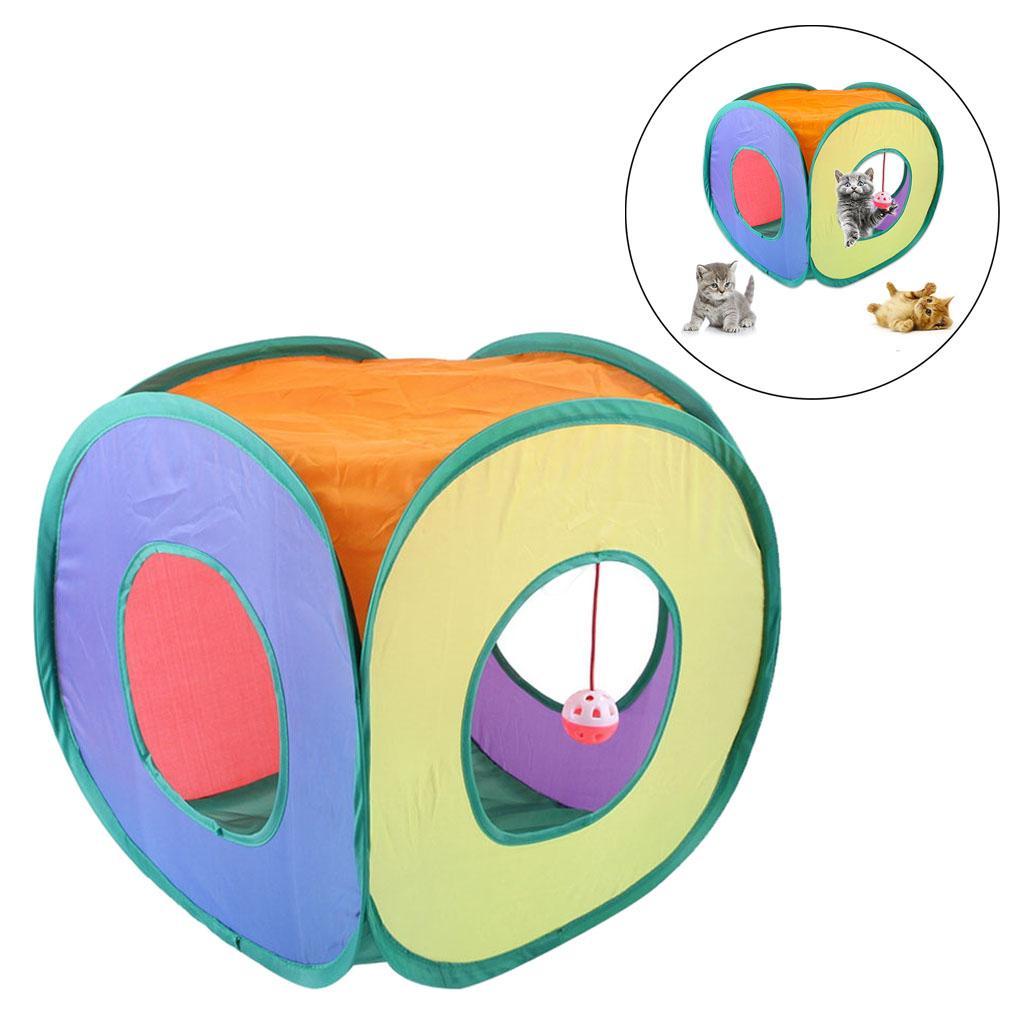 Cat Tunnel， Collapsible Tent Toy， Flexible 3 Holes Covered Funny Square for Outdoor Indoor Rabbit Dogs Cat Toys