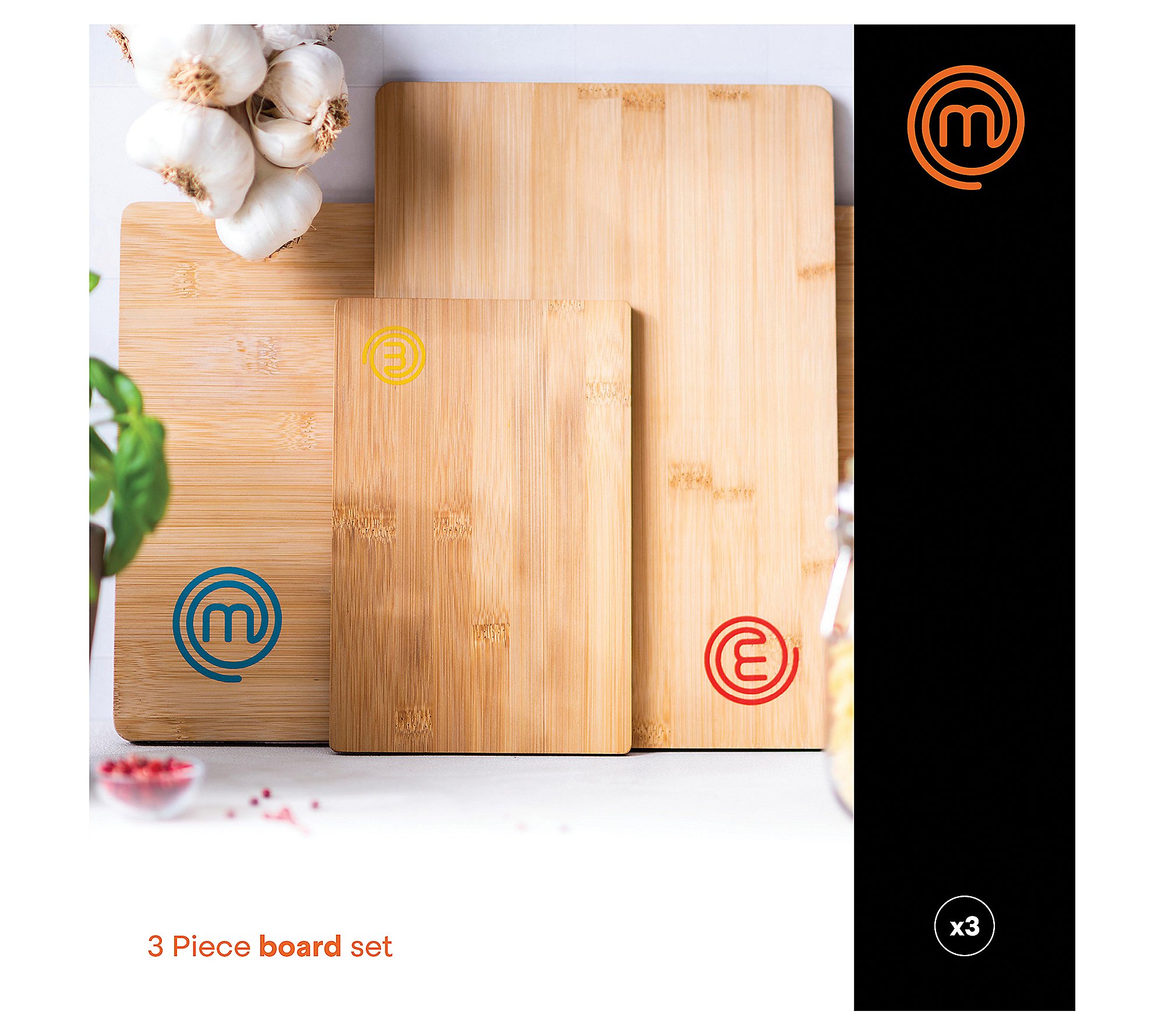 MasterChef 3-Piece Color-Coded Bamboo Cutting-Board Set