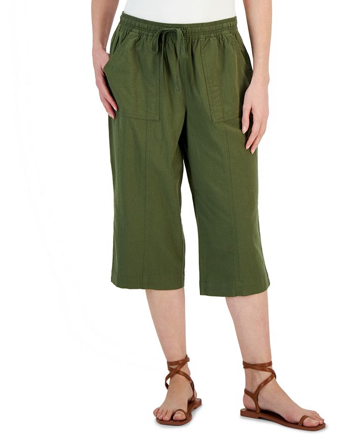 Petite Solid Quinn Cotton Capri Pants， Created for Macy's