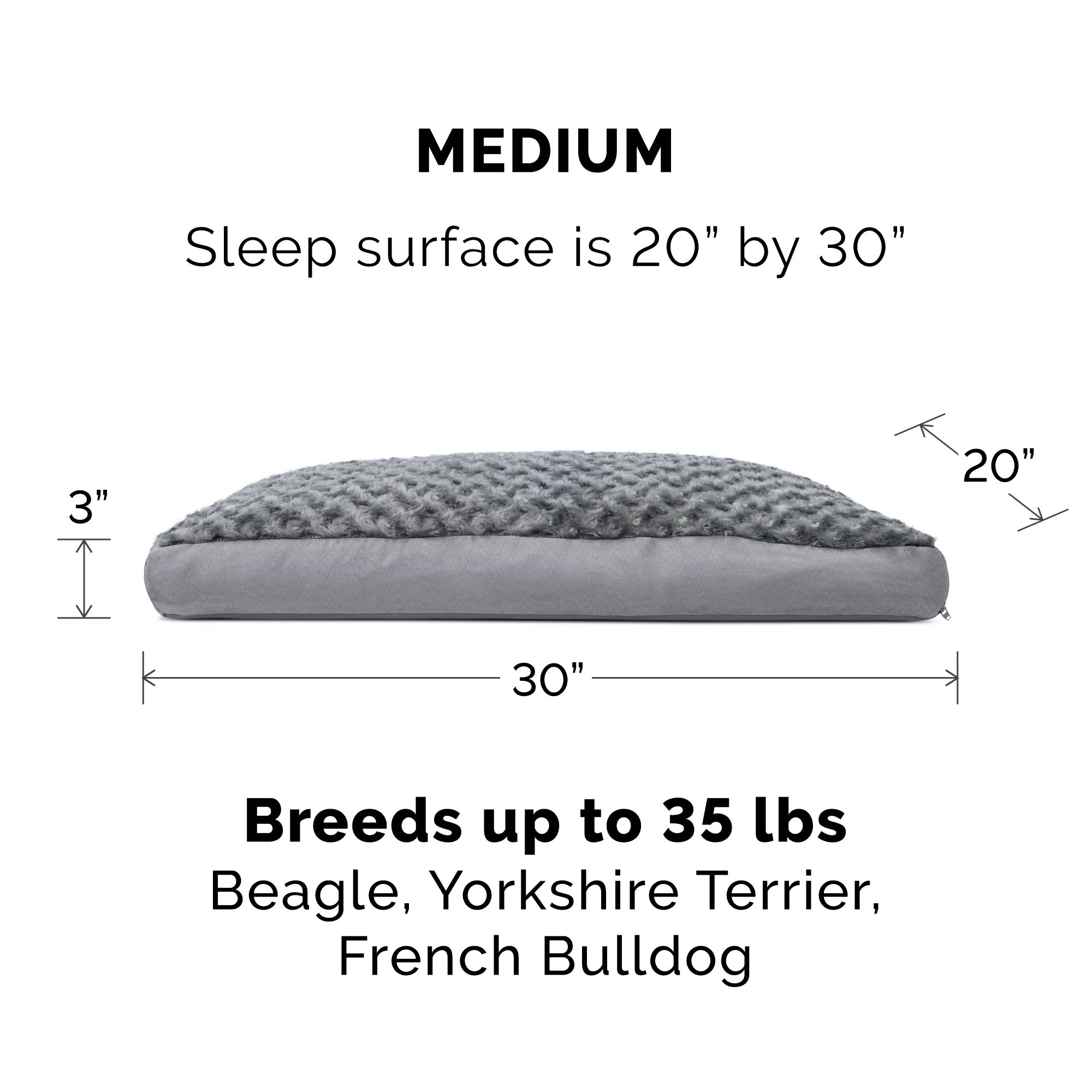FurHaven Pet Products | Deluxe Plush Pillow Pet Bed for Dogs and Cats， Gray， Medium