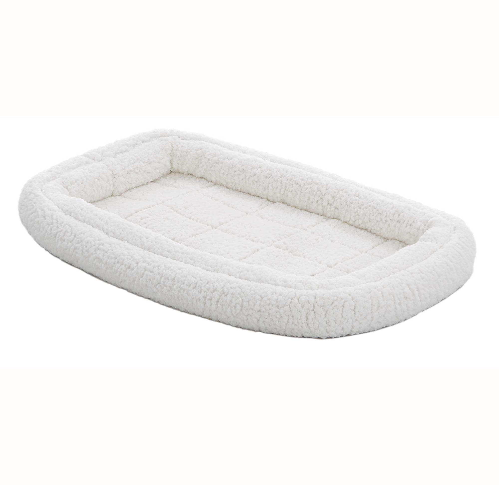 MidWest QuietTime Double Bolster Dog Bed and Crate Mat， White， 36