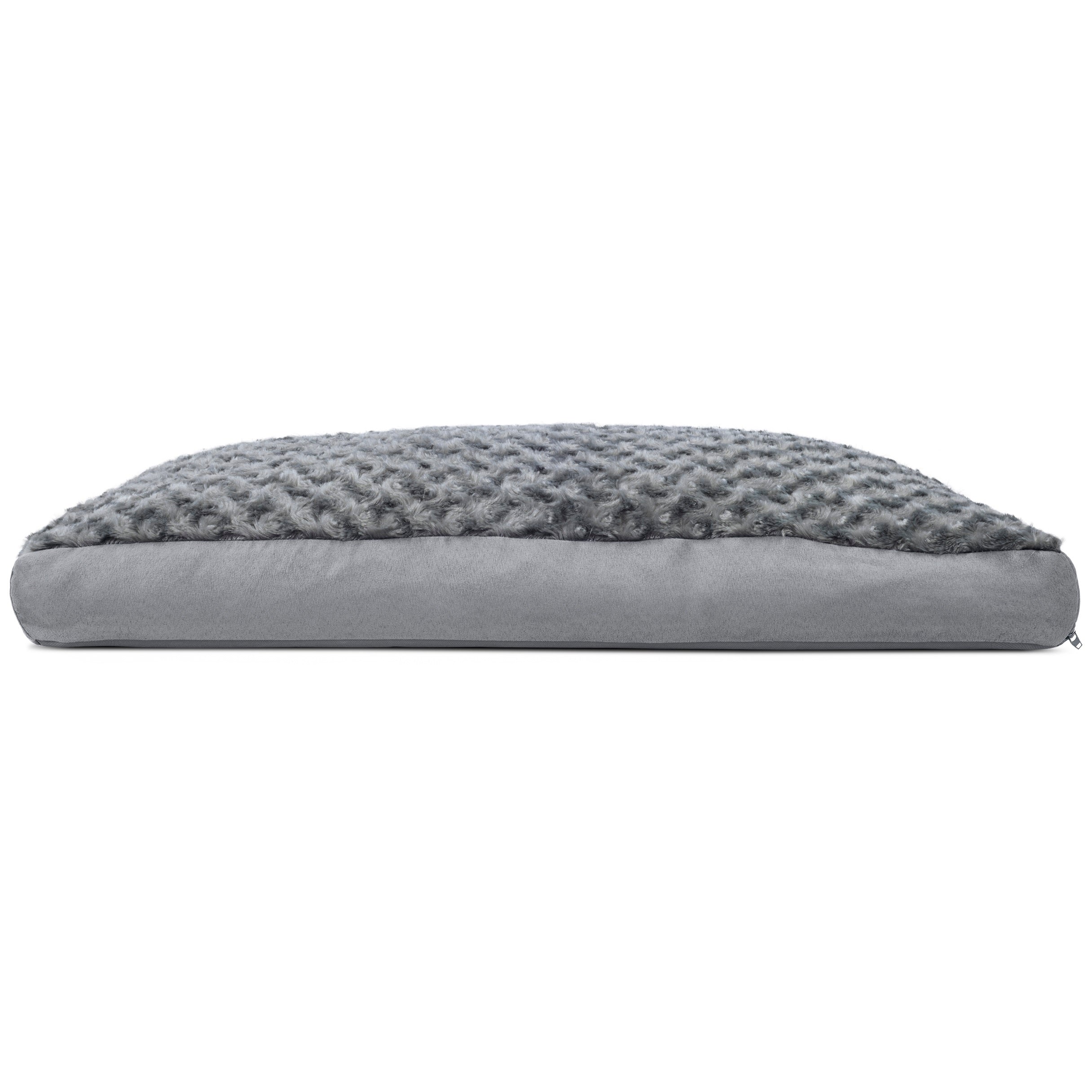 FurHaven Pet Products | Deluxe Plush Pillow Pet Bed for Dogs and Cats， Gray， Medium