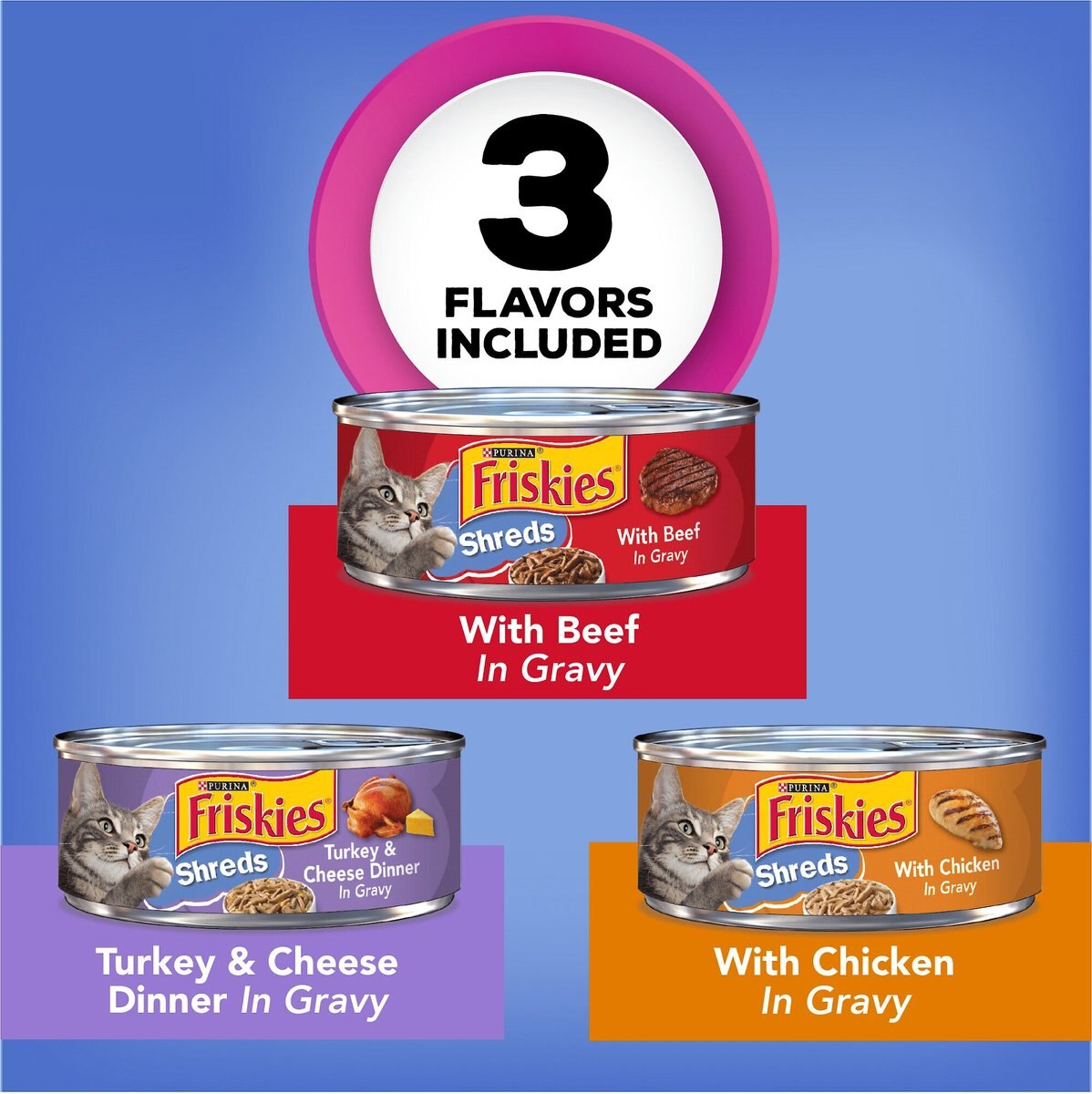 FRISKIES Savory Shreds Variety Pack Canned Cat Food, 5.5oz, case of 2