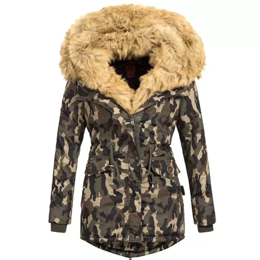 Ladies Winter Thicken Windproof Parka Camouflage