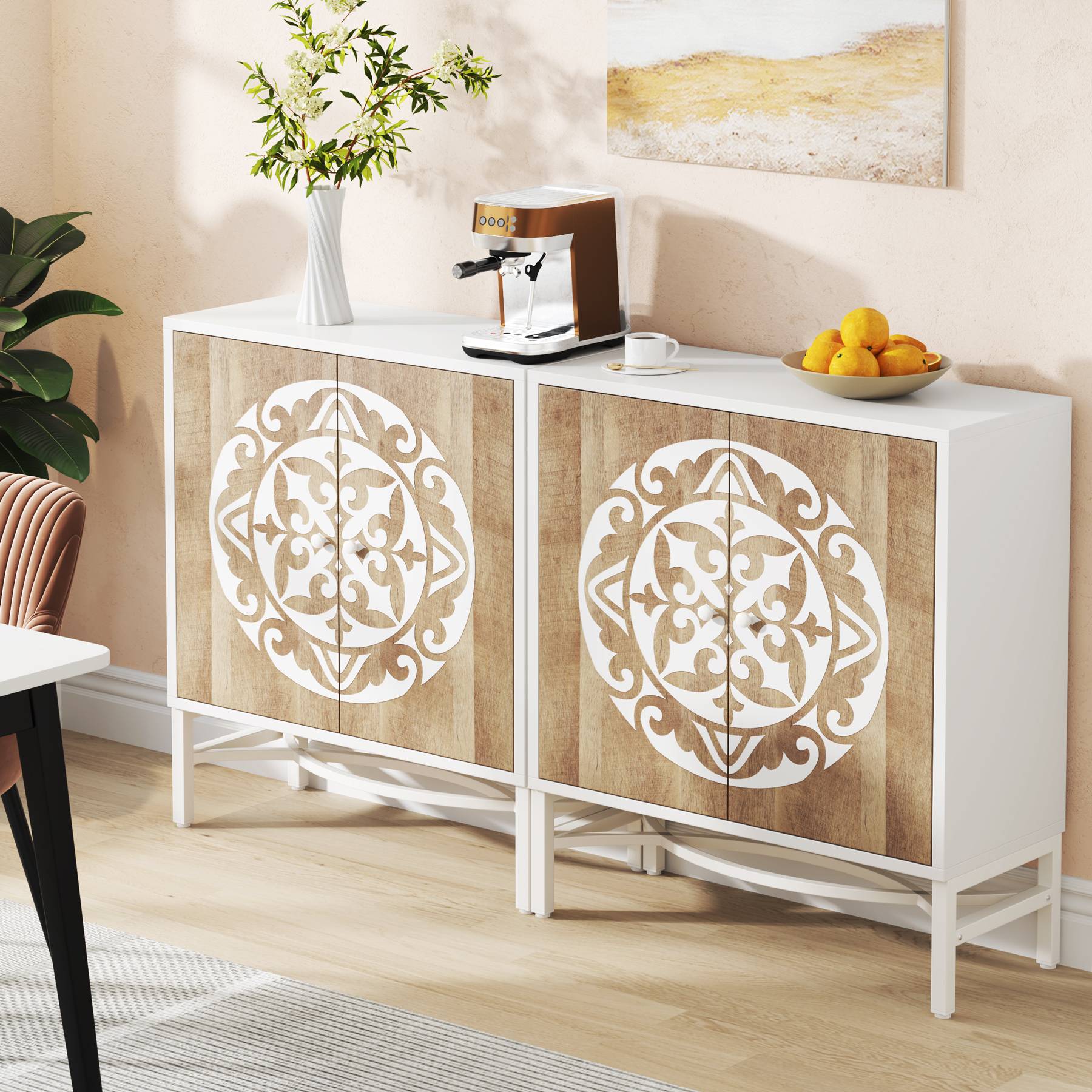 Sideboard Buffet, Accent Storage Cabinet with Adjustable Shelf and Doors