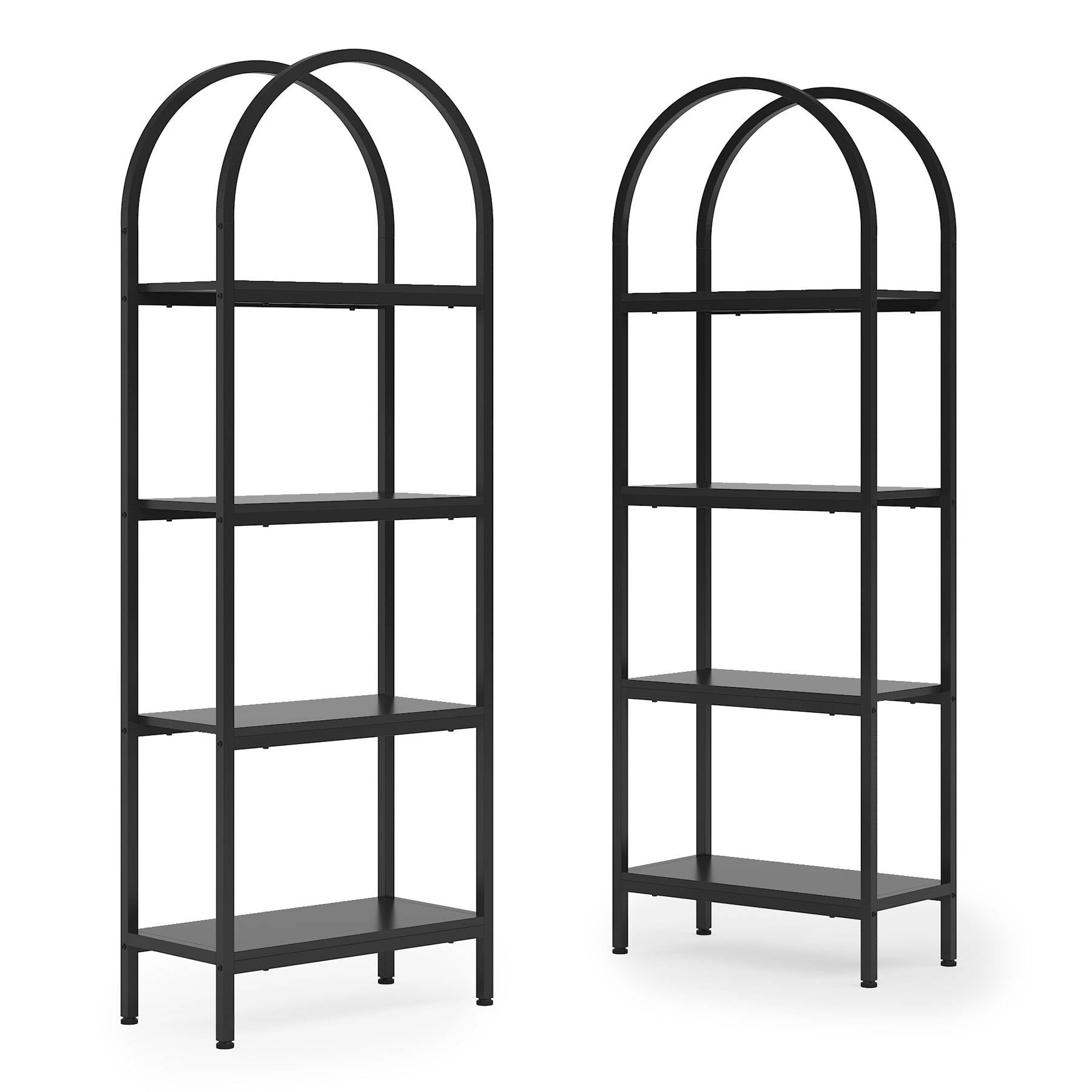 4-Tier / 5-Tier Bookshelf, Arched Bookcase Display Rack with Storage Shelves