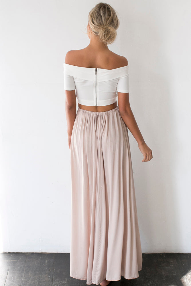 Against The Tides Maxi Skirt Nude