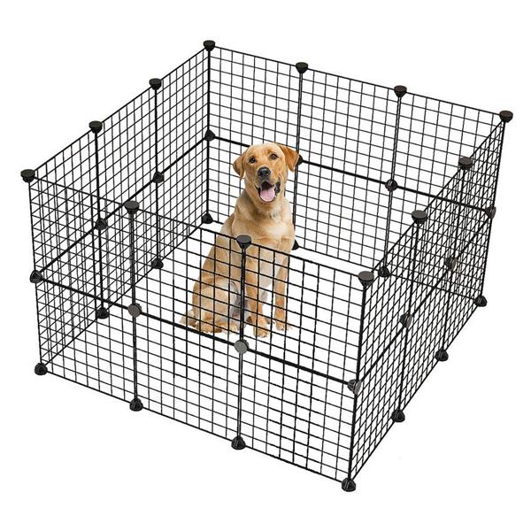 Goodworld Pet Playpen， Small Animal Cage Indoor Portable Metal Wire Yard Fence for Small Animals， Guinea Pigs， Rabbits Kennel Crate Fence Tent Black， 24