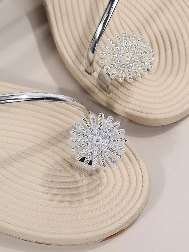 Women's Beach Resort Rhinestone Slip-On Flip Flop Sandals