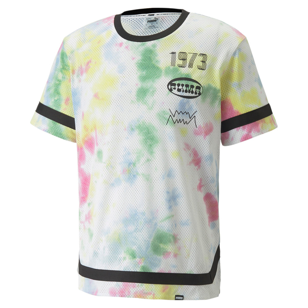 Summer League Tie-Dye Graphic Crew Neck Short Sleeve Athletic T-Shirt