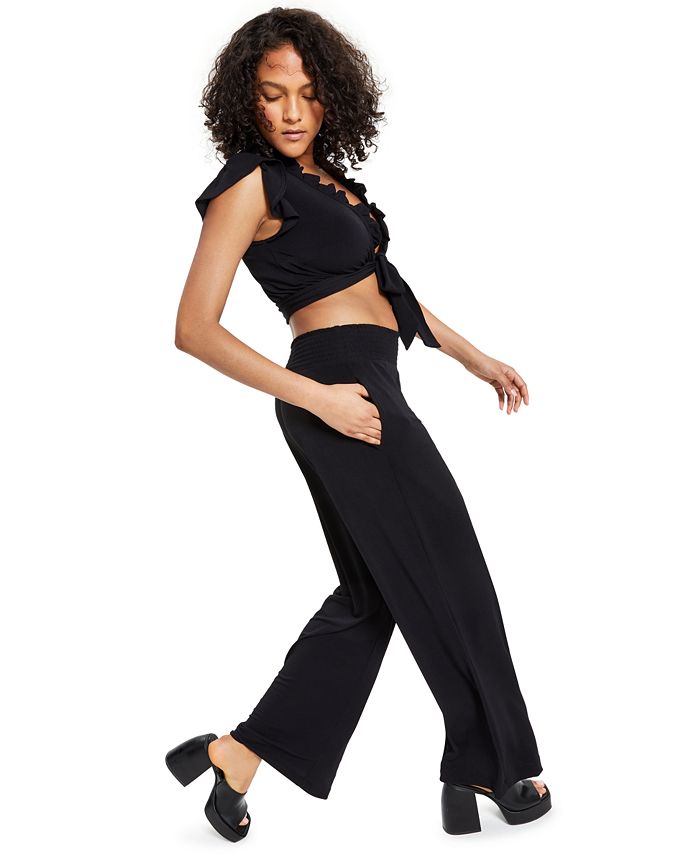 Petite Wide-Leg Knit Crepe Pants， Created for Macy's