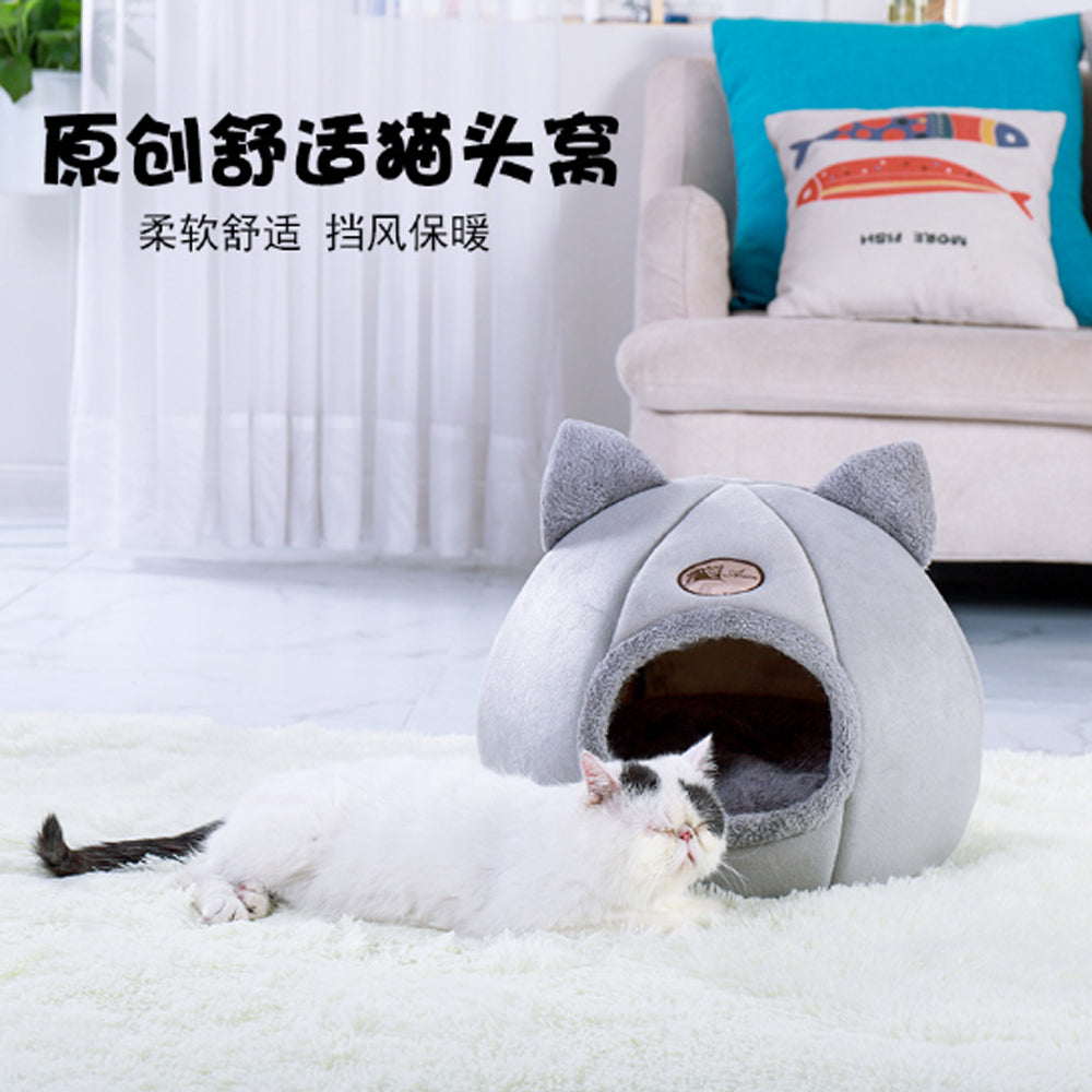 Warm Cat Bed Winter Soft Comfortable Pet Nest Indoor Semi-Enclosed Pet Cat Dog Sleeping Tent House
