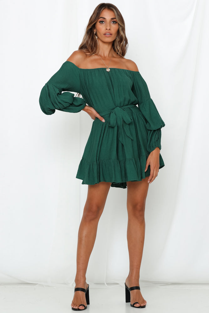 Always The Love Songs Dress Forest Green