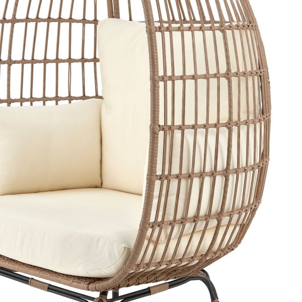 Spezia Patio Freestanding Egg Chair with Cream Cushions