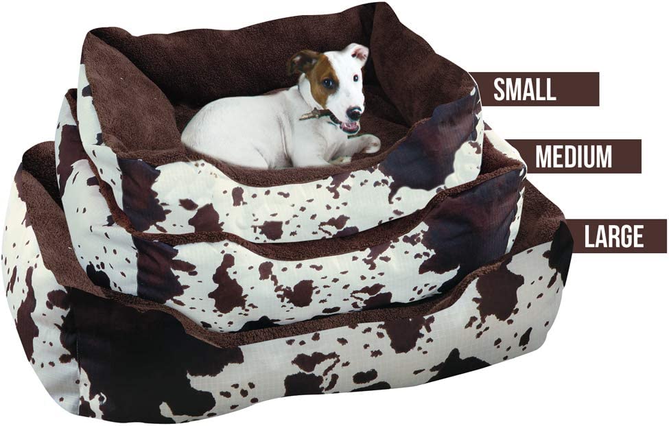 Chocolate Sherpa Lined Cowhide Dog Bed Small