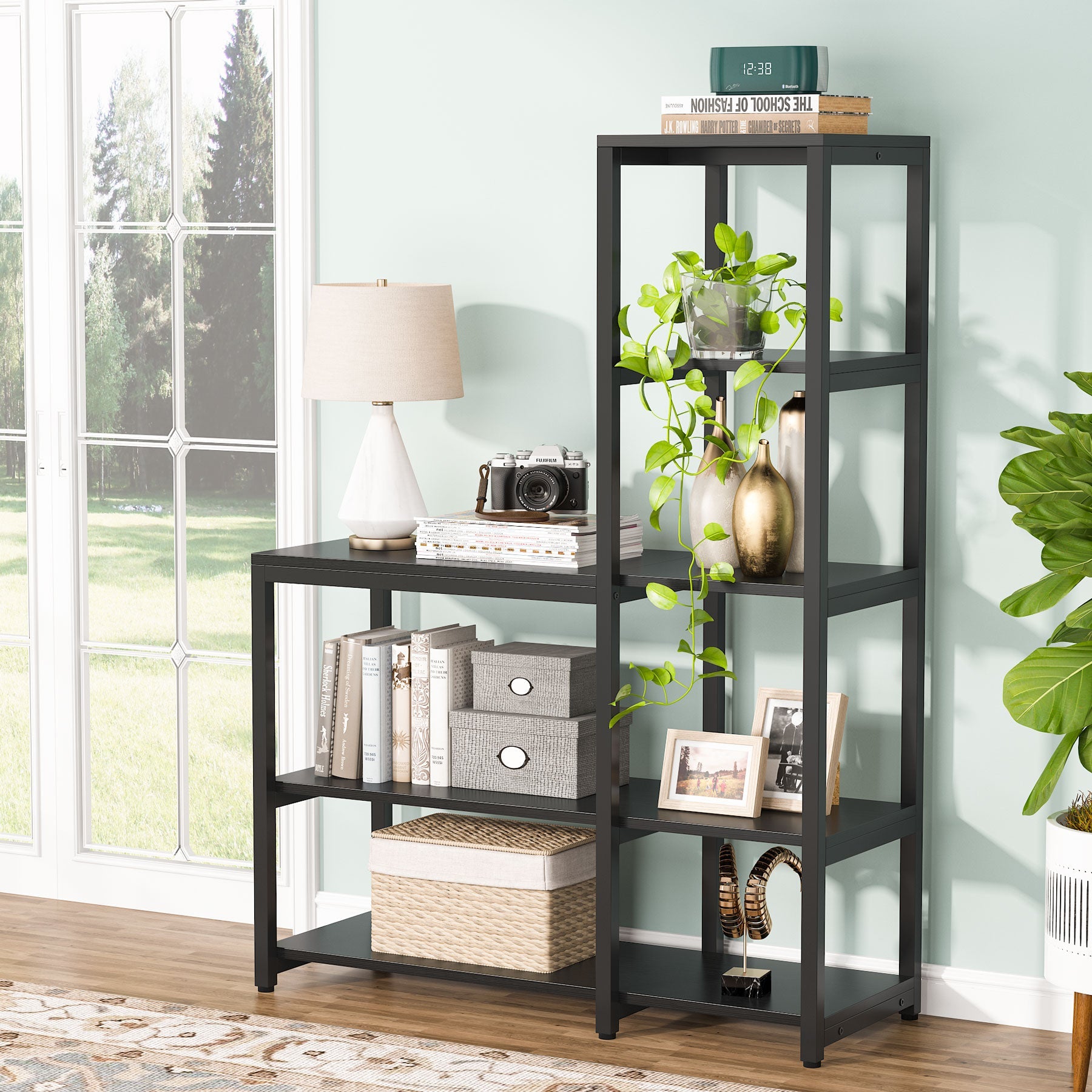 Ladder Bookshelf, 5-Tier Etagere Bookcase Display Rack for Home Office