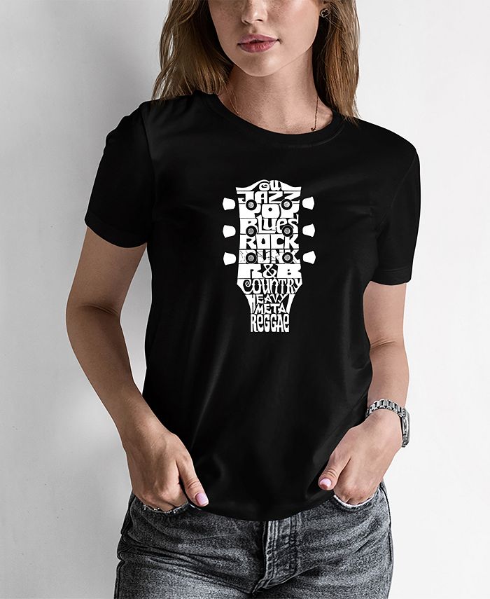 Women's Word Art Guitar Head Music Genres T-shirt